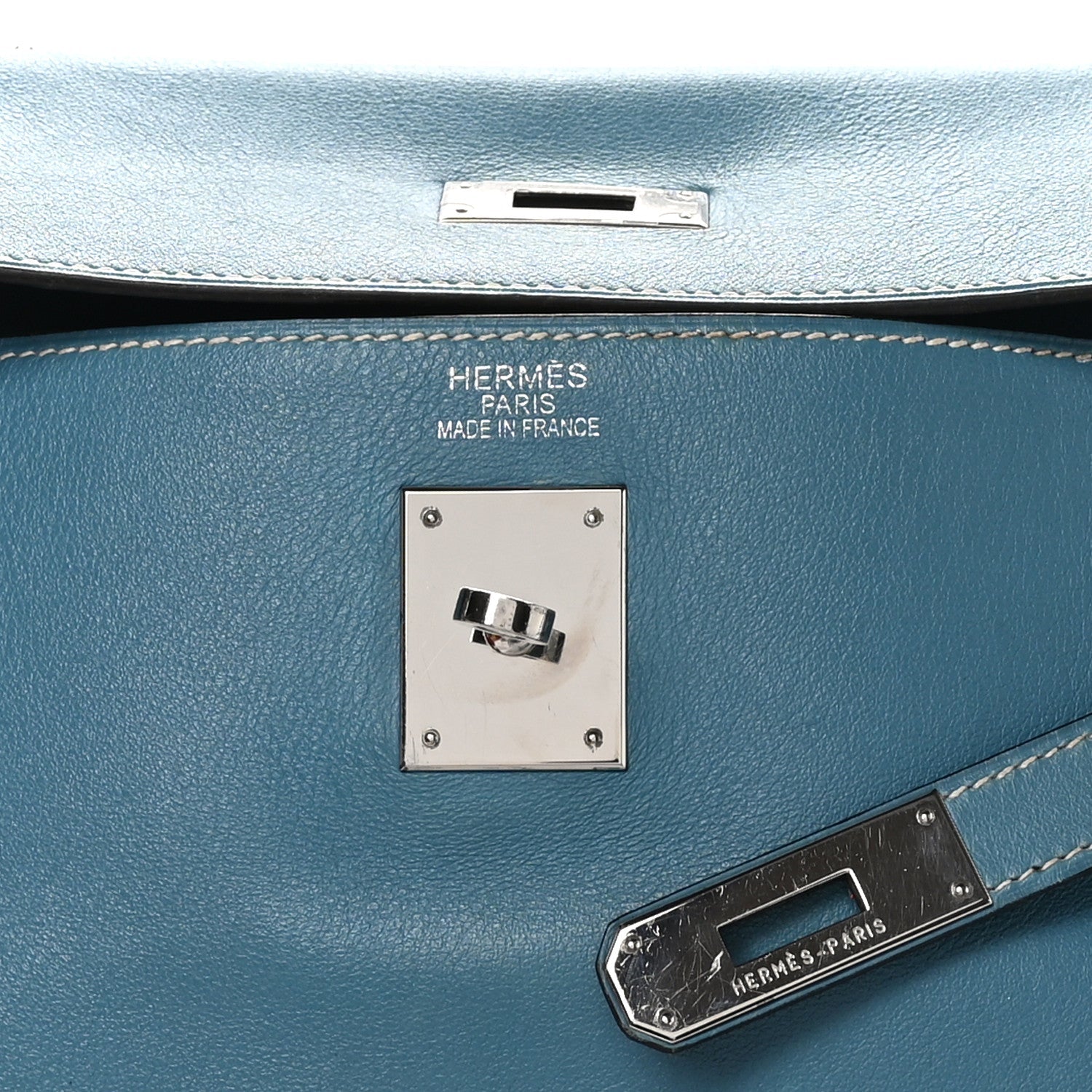 HERMES KELLY 35 RETOURNE BLEU JEAN SWIFT SILVER HARDWARE