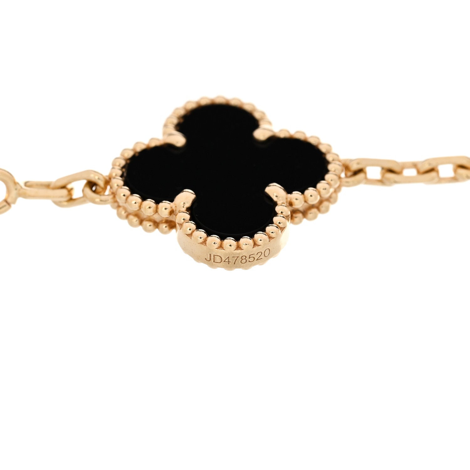 Van Cleef & Arpels 18K Yellow Gold Black Onyx 5 Motif Vintage Alhambra Bracelet