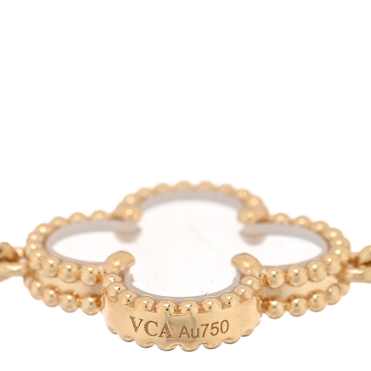 Van Cleef & Arpels 18K Yellow Gold Rock Crystal 5 Motif Vintage Alhambra Bracelet