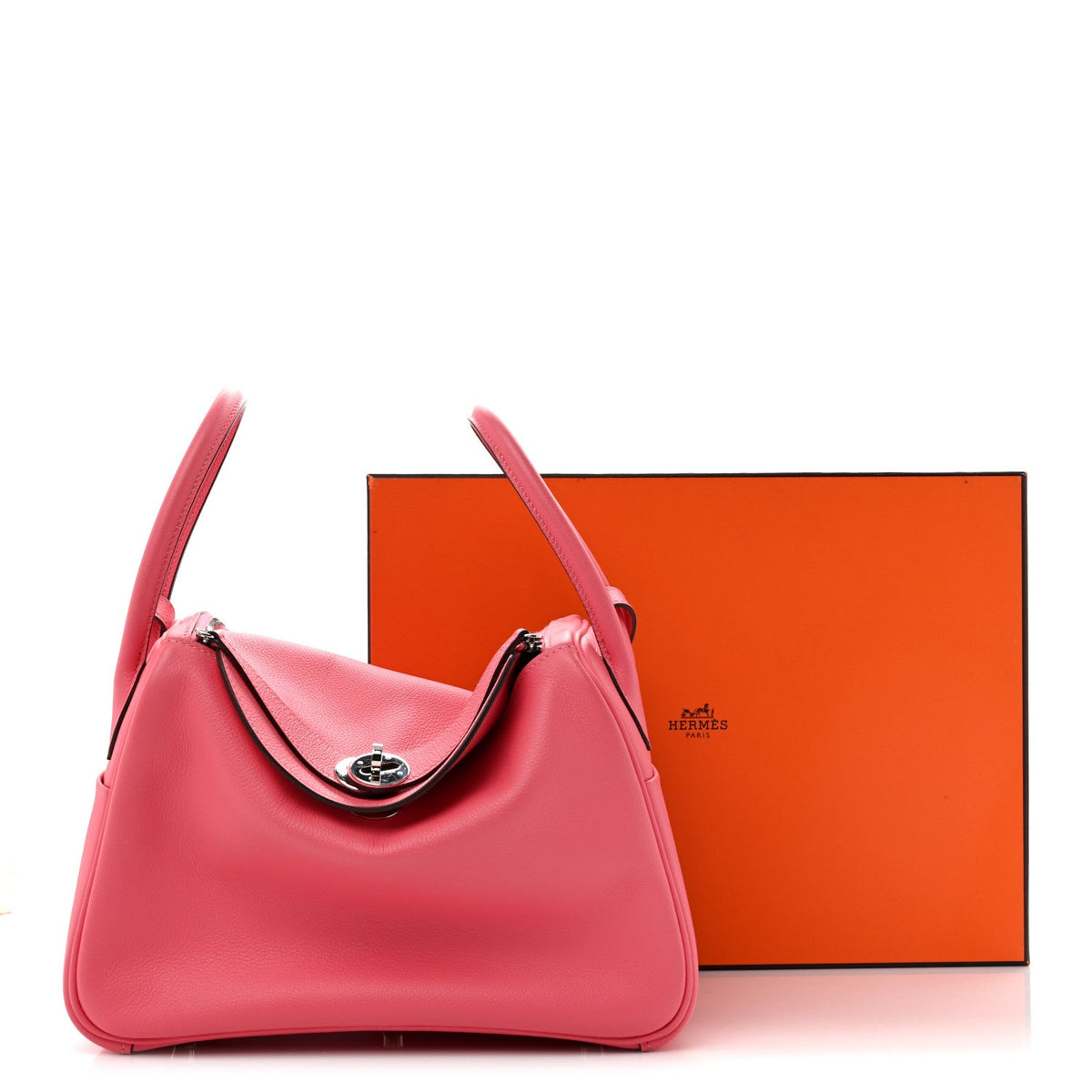 Hermes Lindy 26 Rose Azalee Evercolor Silver Hardware