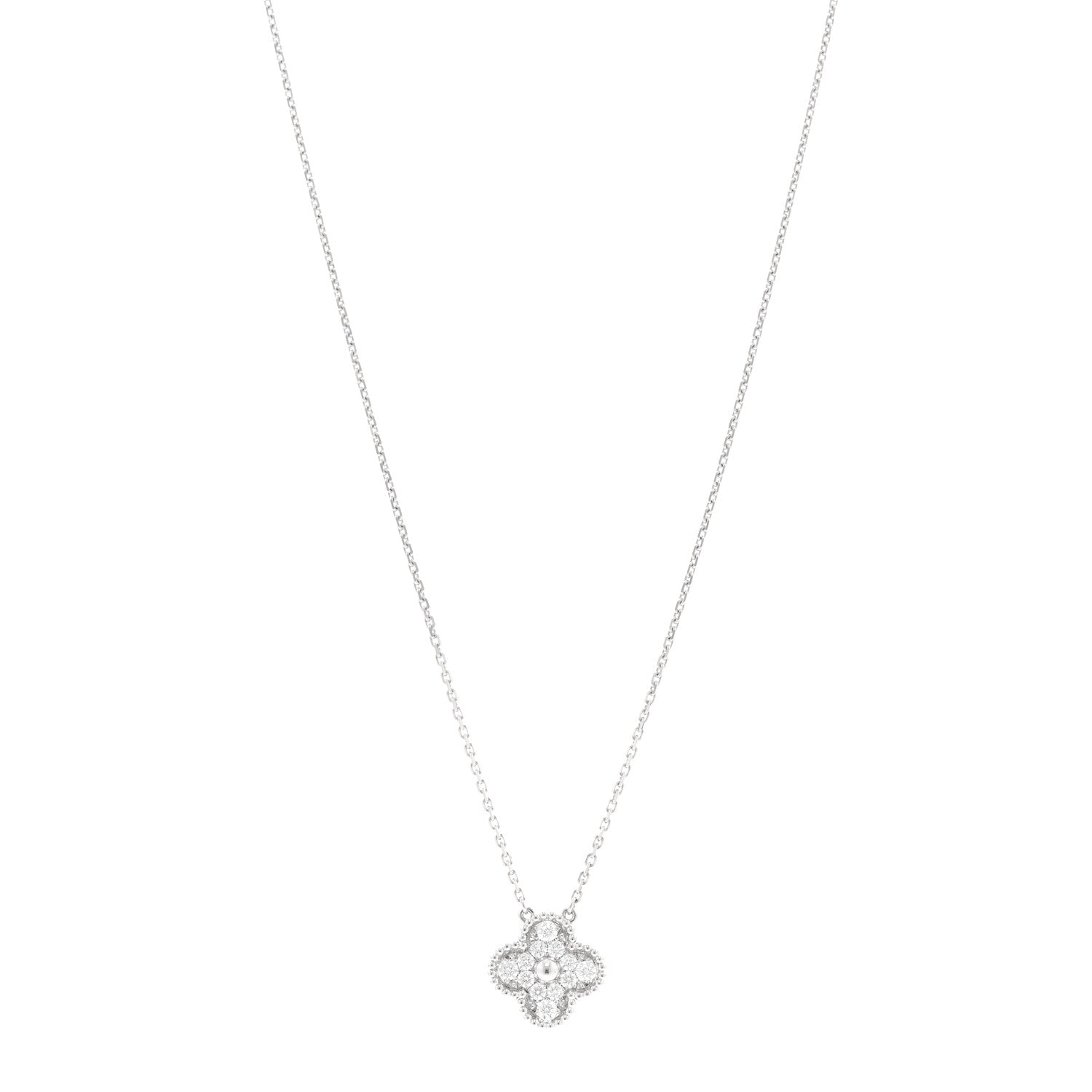 ヴァンクリーフ&アーペル ヴィンテージアルハンブラ ペンダントネックレス ダイヤモンド 18K ホワイトゴールド VAN CLEEF & ARPELS VINTAGE ALHAMBRA PENDANT NECKLACE DIAMOND 18K WHITE GOLD