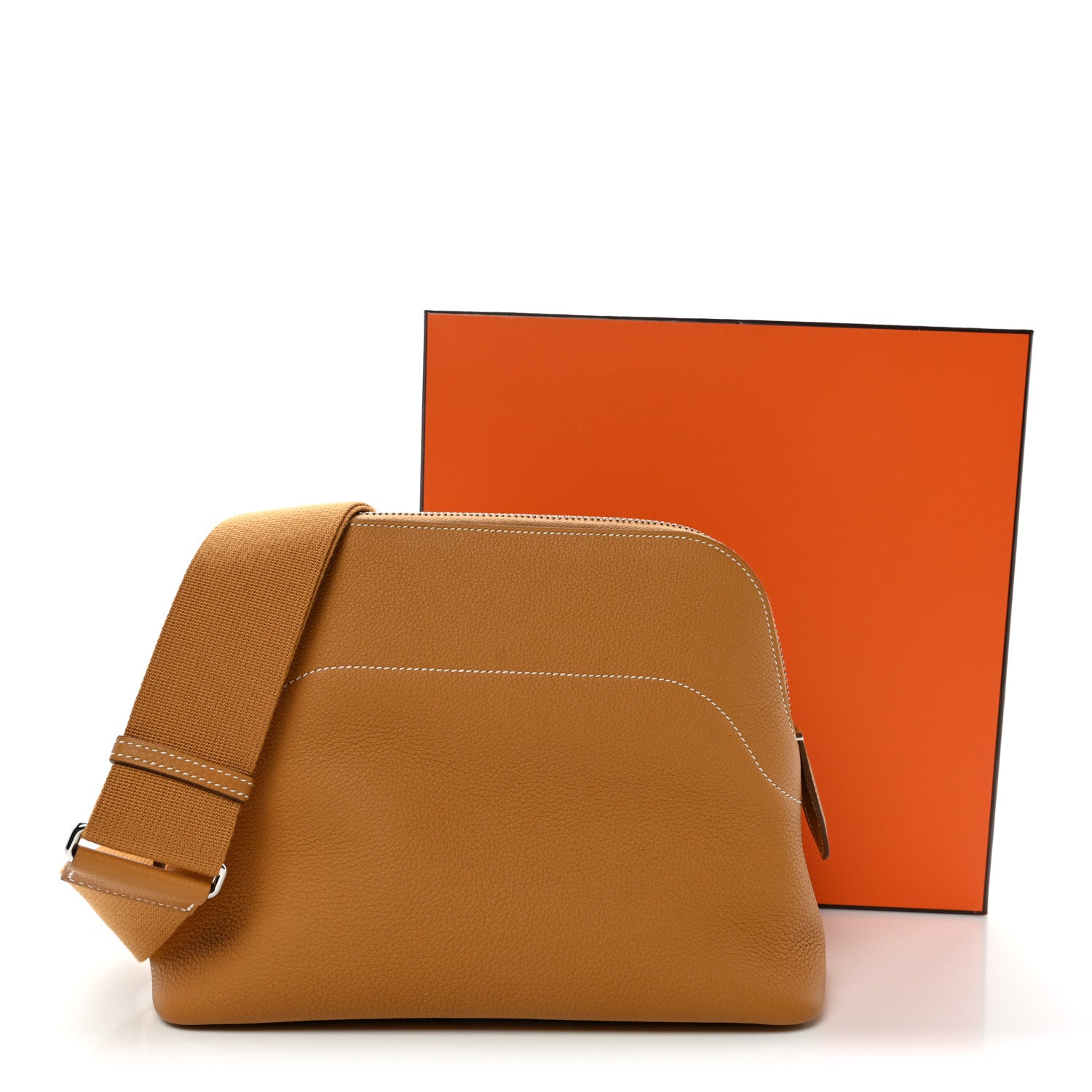 Hermès Bolide Messenger Naturel Sable Togo Silver Hardware