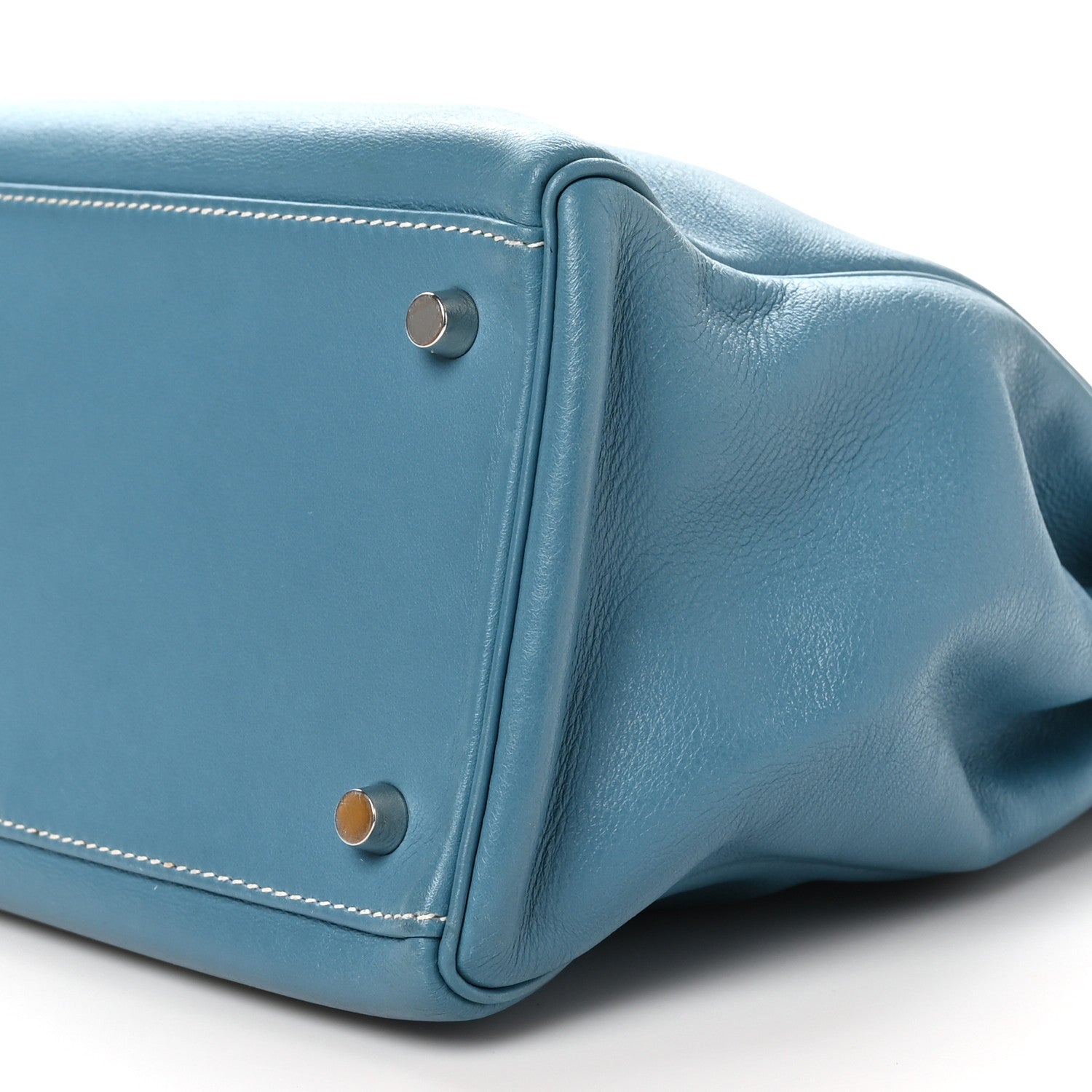 HERMES KELLY 35 RETOURNE BLEU JEAN SWIFT SILVER HARDWARE