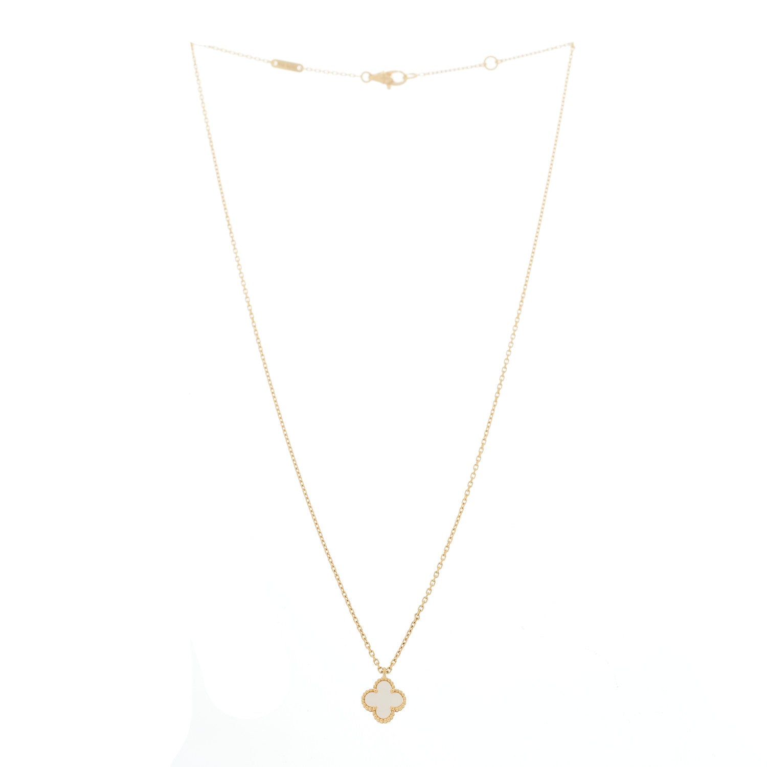 Van Cleef & Arpels 18K Yellow Gold Mother-of-Pearl Sweet Alhambra Pendant Necklace