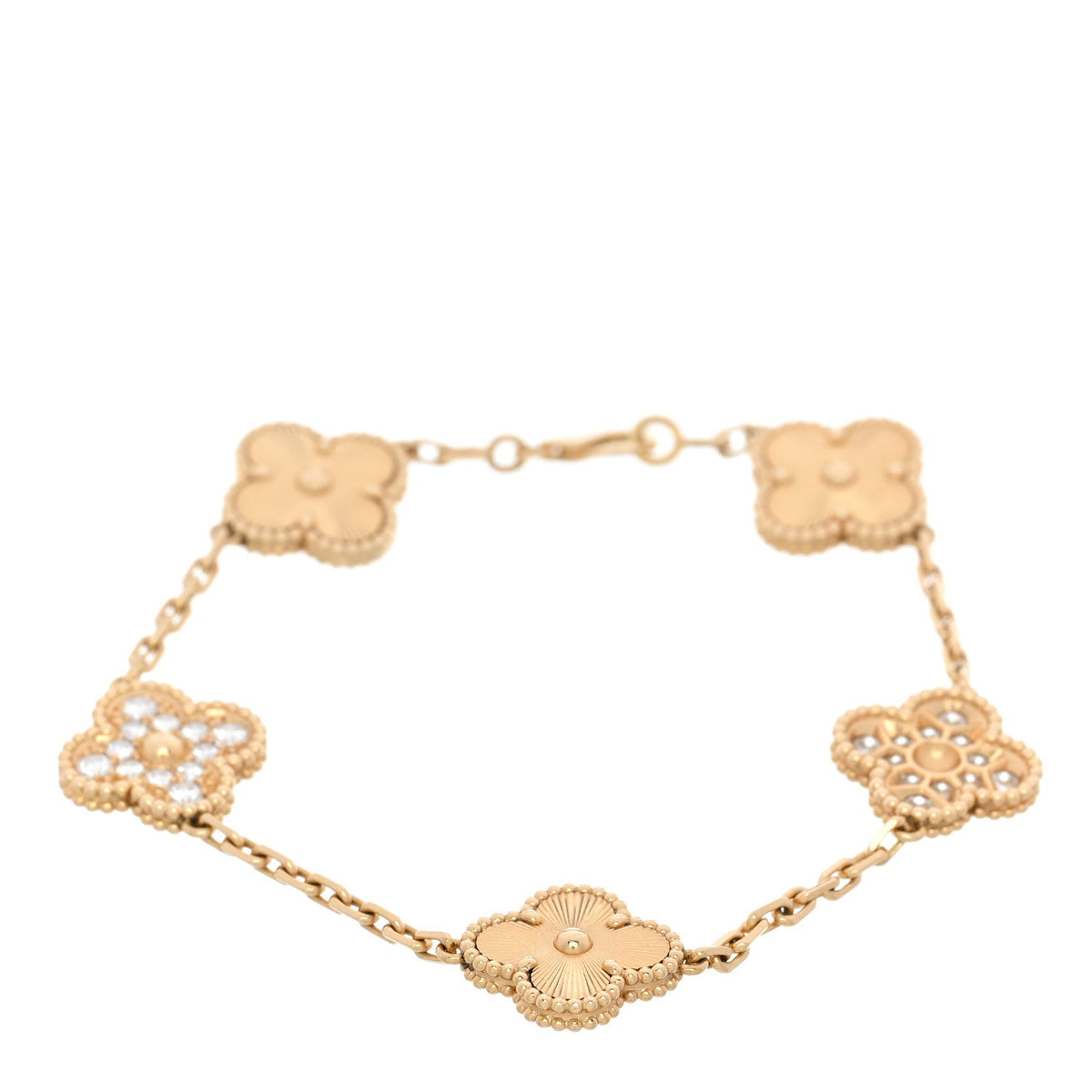 ヴァンクリーフ&アーペル ヴィンテージアルハンブラ 5モチーフ ブレスレット マルチカラー 18K イエローゴールド VAN CLEEF & ARPELS VINTAGE ALHAMBRA 5 MOTIFS BRACELET MULTICOLOR 18K YELLOW GOLD