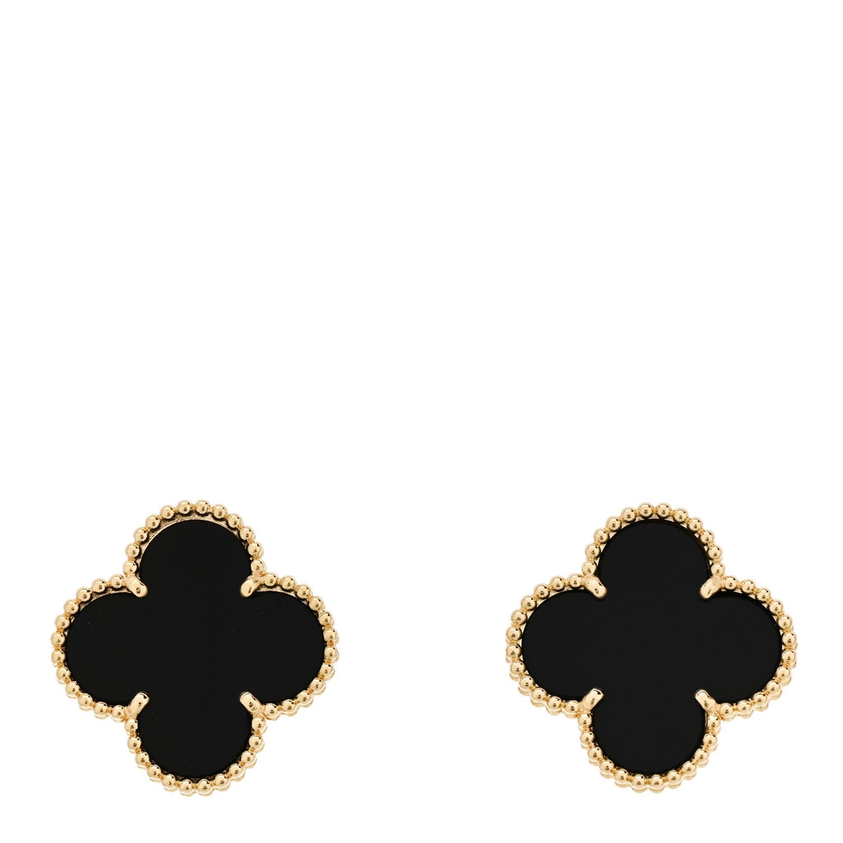 VAN CLEEF & ARPELS MAGIC ALHAMBRA EARRINGS BLACK ONYX 18K YELLOW GOLD