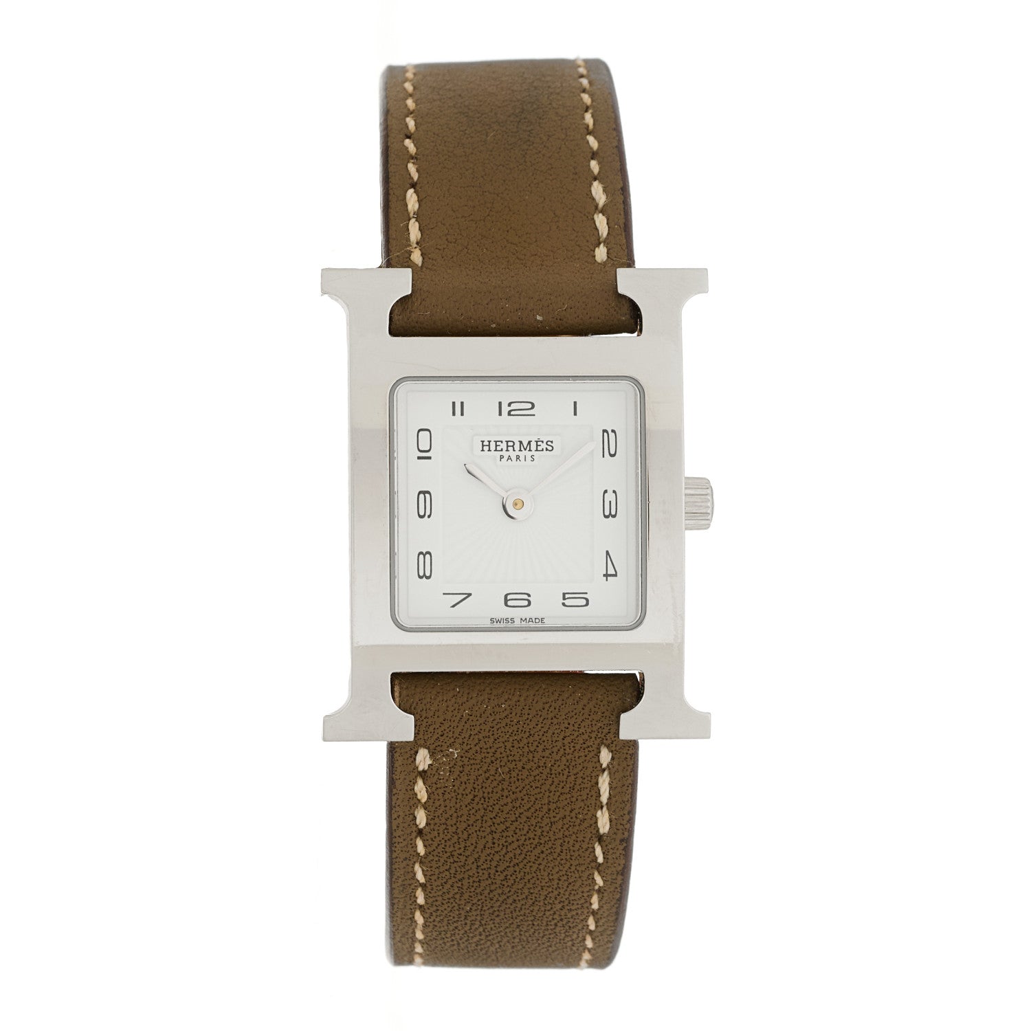 HERMES H WATCH 21mm STAINLESS STEEL ETOUPE SWIFT