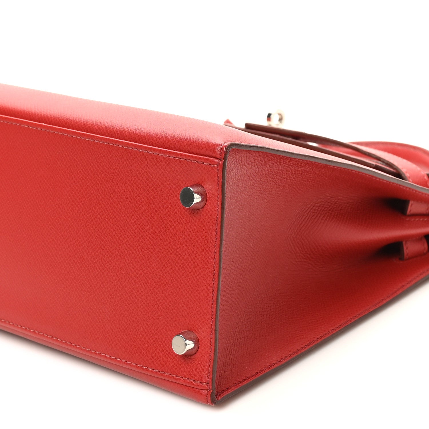 HERMES KELLY 28 SELLIER ROUGE CASAQUE EPSOM SILVER HARDWARE