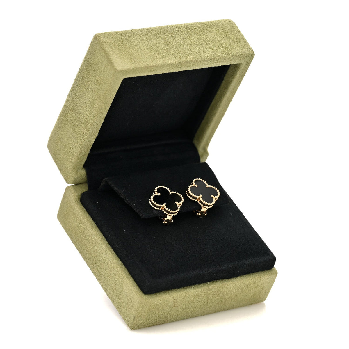 Van Cleef & Arpels Vintage Alhambra Earrings, Black Onyx, 18K Yellow Gold