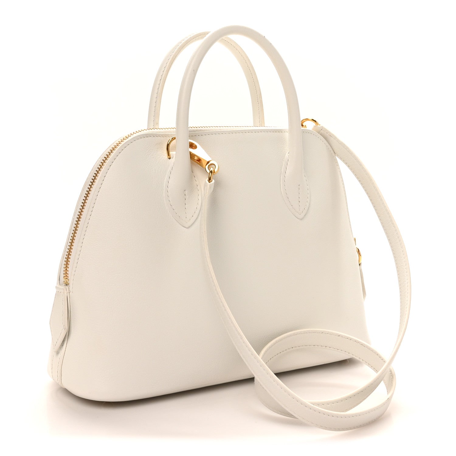 HERMES BOLIDE 1923 25 NEW WHITE EVERCOLOR SILVER HARDWARE