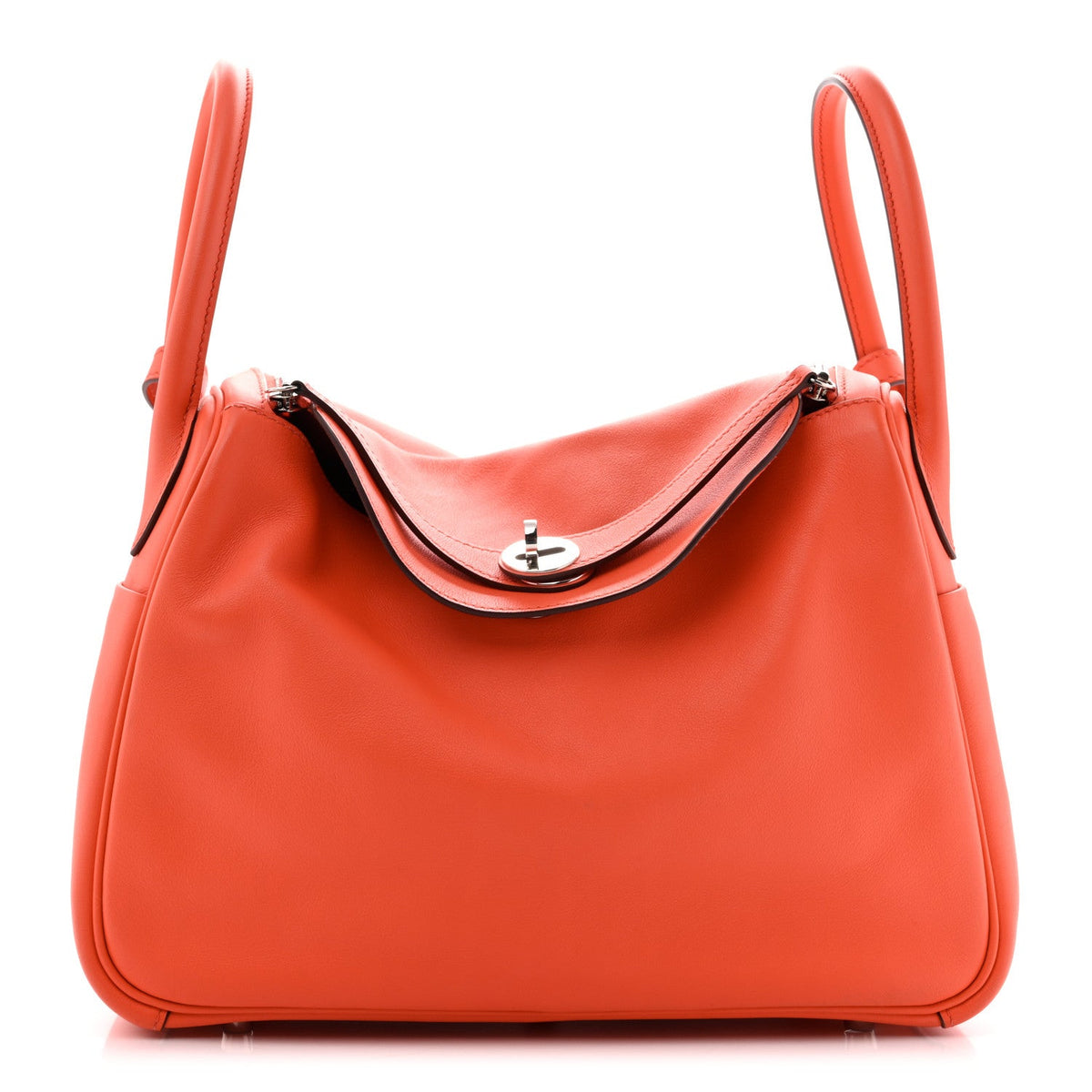 Hermès Lindy 30 Orange Poppy Swift Silver Hardware