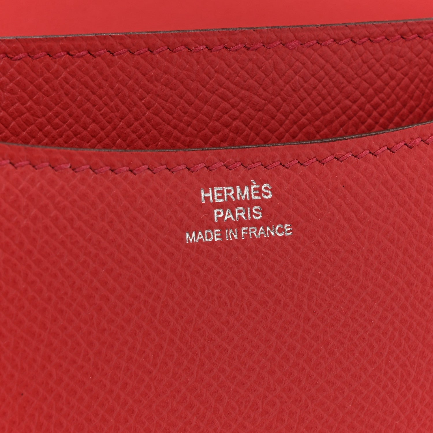 HERMES MINI CONSTANCE 18 ROUGE DE COEUR EPSOM SILVER HARDWARE