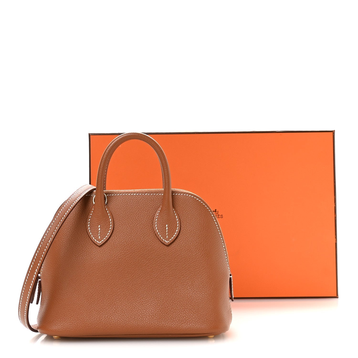 HERMES MINI BOLIDE 1923 Gold Evercolor Silver Hardware