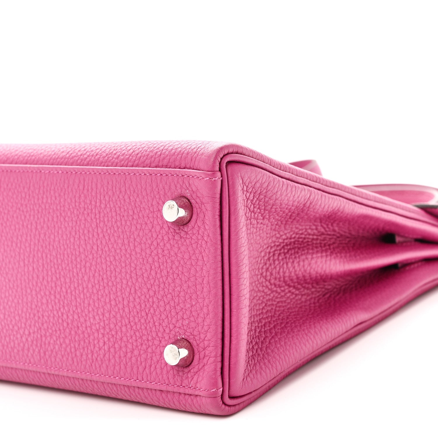 HERMES KELLY 25 RETOURNE ROSE POURPRE TOGO SILVER HARDWARE