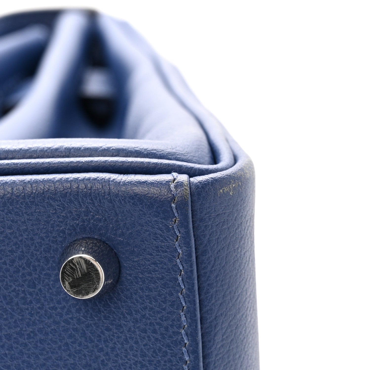 HERMES KELLY 28 RETOURNE VERSO BLEU BRIGHTON CAPUCINE EVERCOLOR SILVER HARDWARE