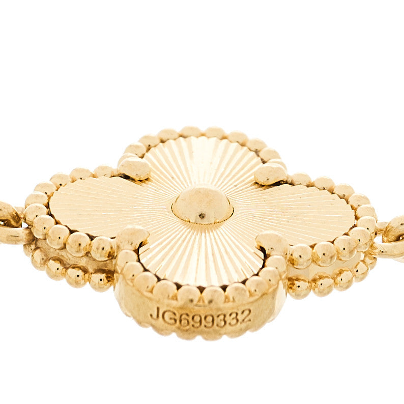 Van Cleef & Arpels Vintage Alhambra 5 Motifs Bracelet Multicolor 18K Yellow Gold