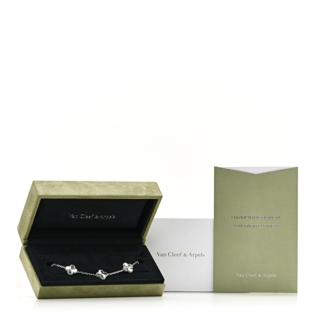 ヴァンクリーフ&アーペル ヴィンテージアルハンブラ 5モチーフ ブレスレット ギョーシェ 18K ホワイトゴールド VAN CLEEF & ARPELS VINTAGE ALHAMBRA 5 MOTIFS BRACELET GUILLOCHÉ 18K WHITE GOLD