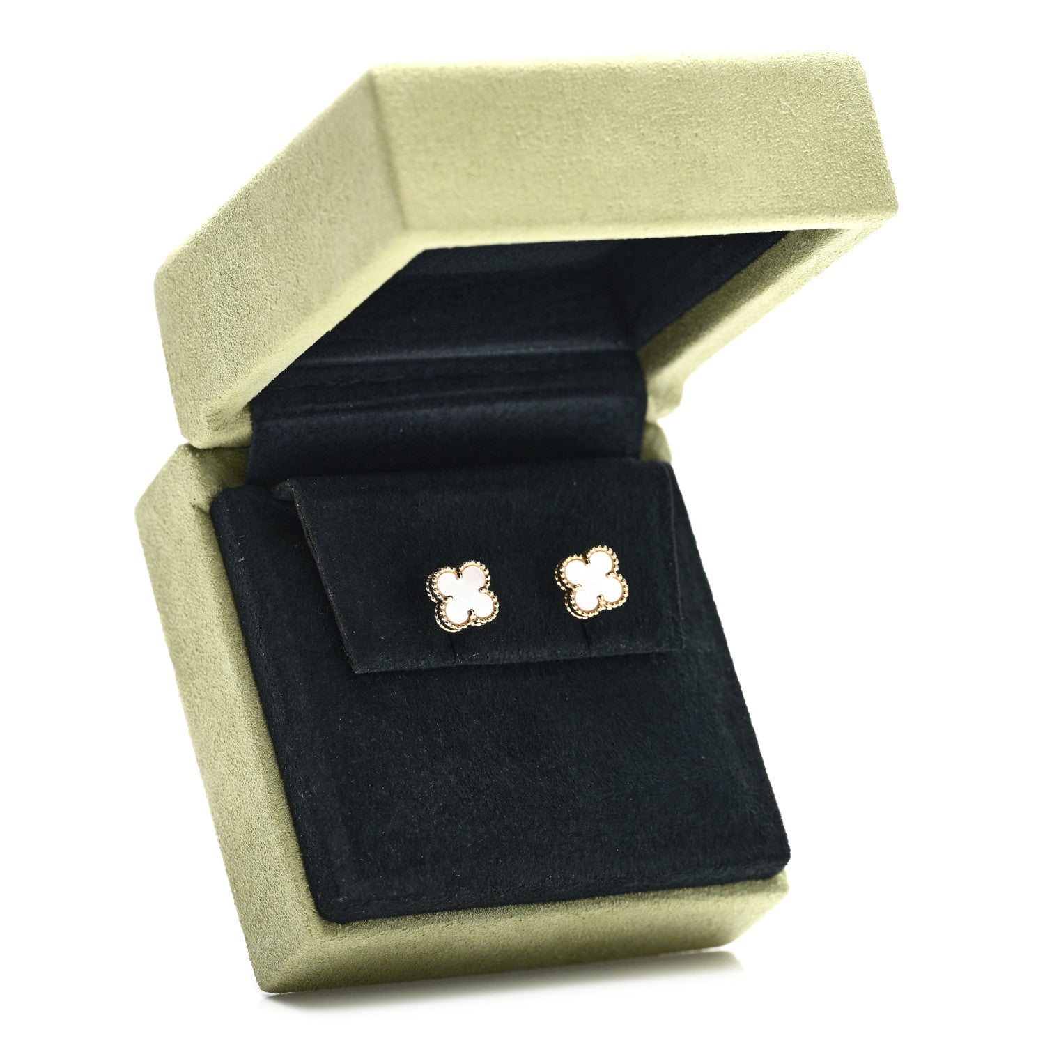 Van Cleef & Arpels 18K Yellow Gold Mother-of-Pearl Sweet Alhambra Earrings