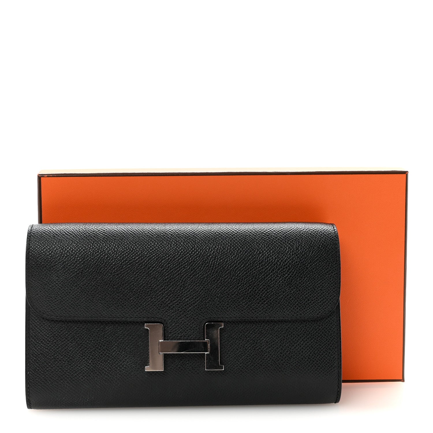 HERMES CONSTANCE TO GO WALLET BLACK EPSOM SILVER HARDWARE