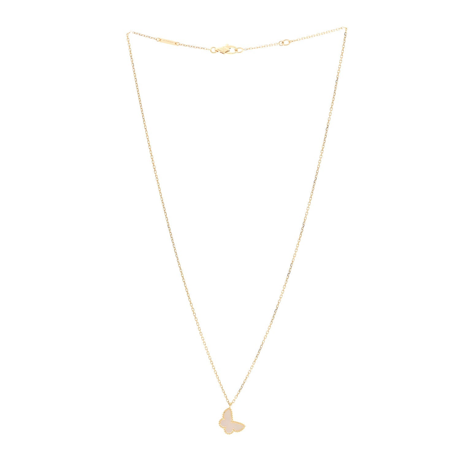 VAN CLEEF & ARPELS 18K YELLOW GOLD MOTHER-OF-PEARL SWEET ALHAMBRQA PENDANT NECKLACE