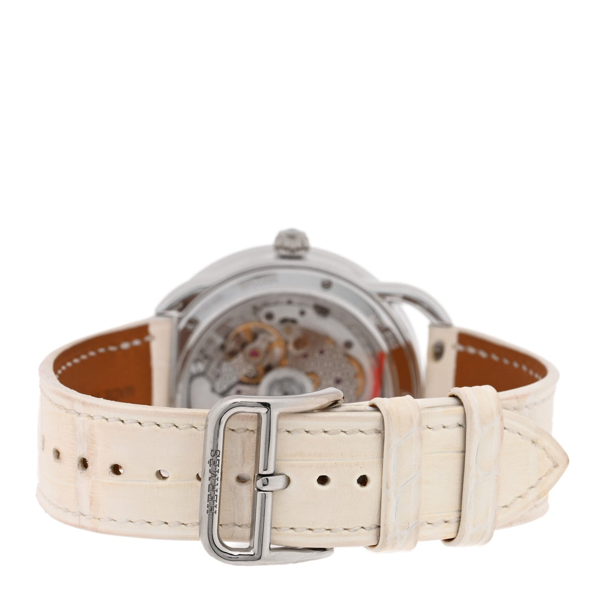 Hermes Arceau Petite Lune 38MM Watch 18K Blanc Alligator White Gold