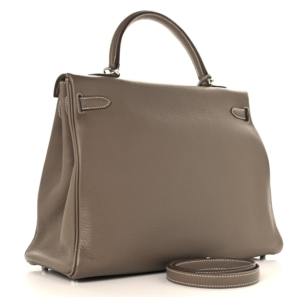 Hermes Kelly 35 Retourne Etoupe Taurillon Clemence Silver Hardware