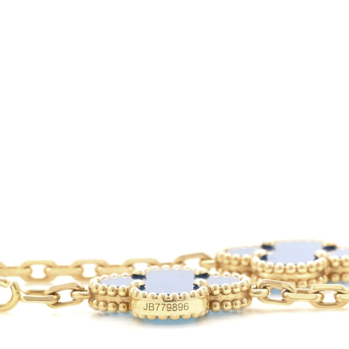 Van Cleef & Arpels Vintage Alhambra 10 Motifs Necklace Blue Agate 18K Yellow Gold