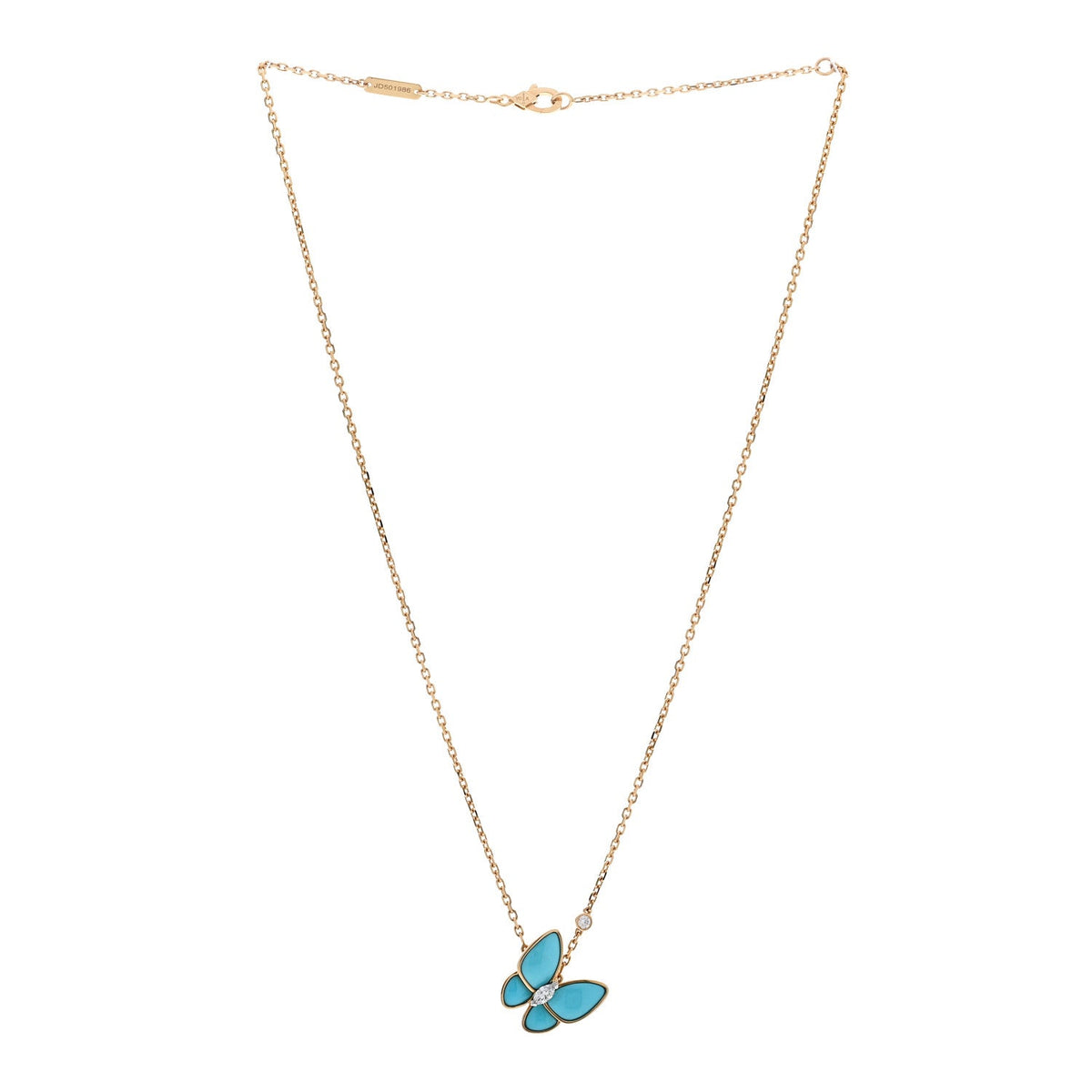 Van Cleef & Arpels Two Butterfly Pendant Necklace Multicolor 18K Yellow Gold