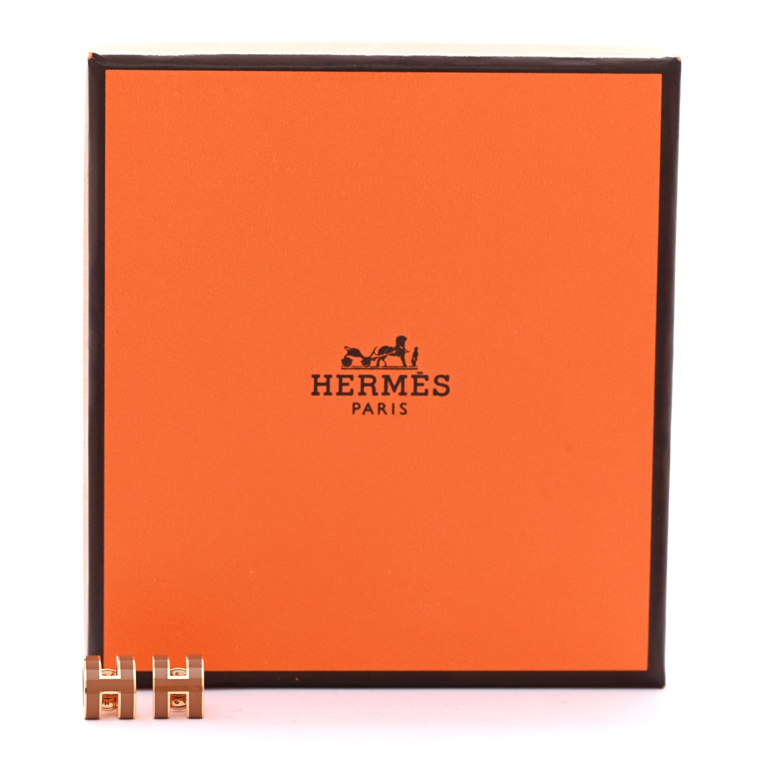 Hermès Rose Gold Lacquered Mini Pop H Earrings, Rose Dragee