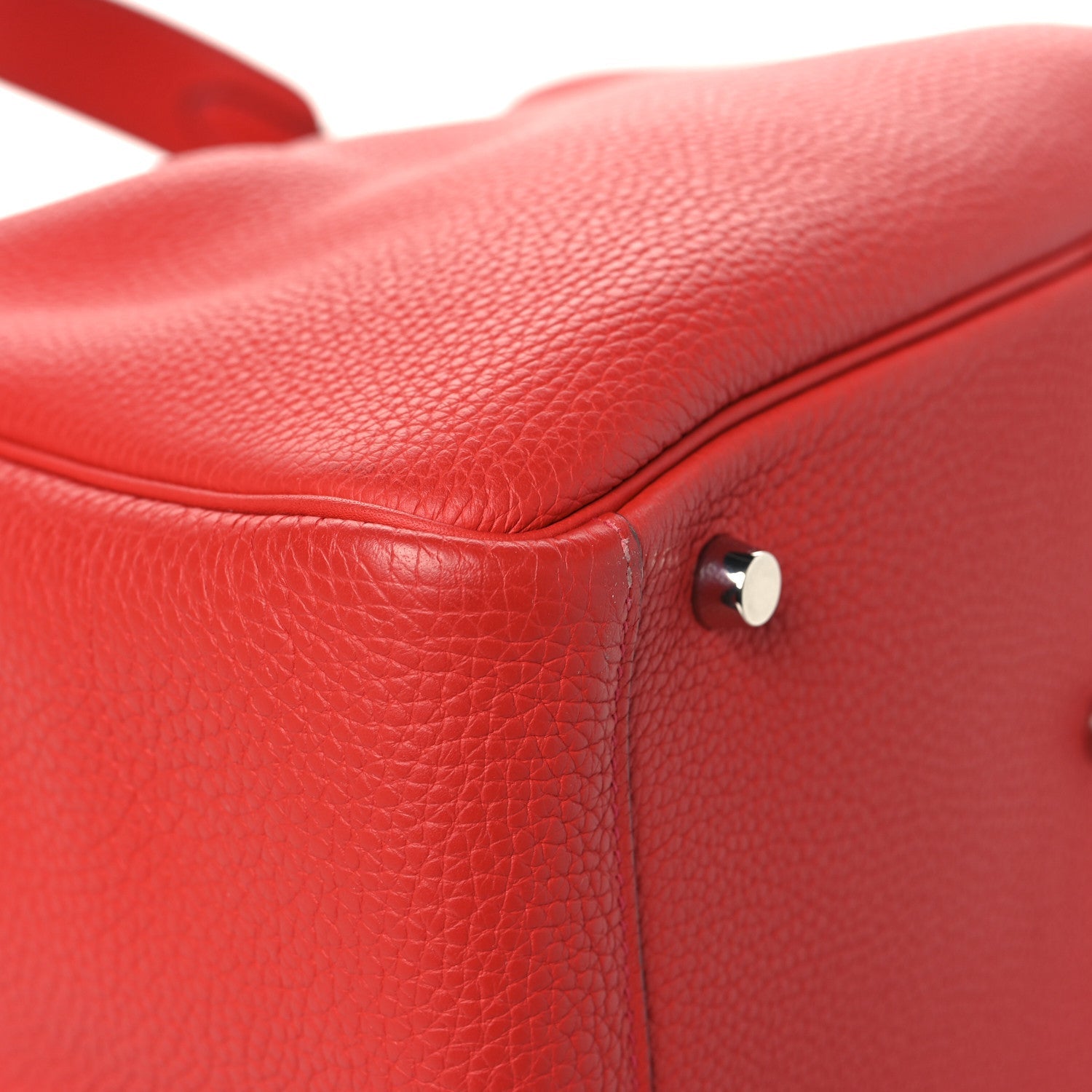 HERMES LINDY 30 ROUGE CASAQUE TAURILLON CLEMENCE SILVER HARDWARE