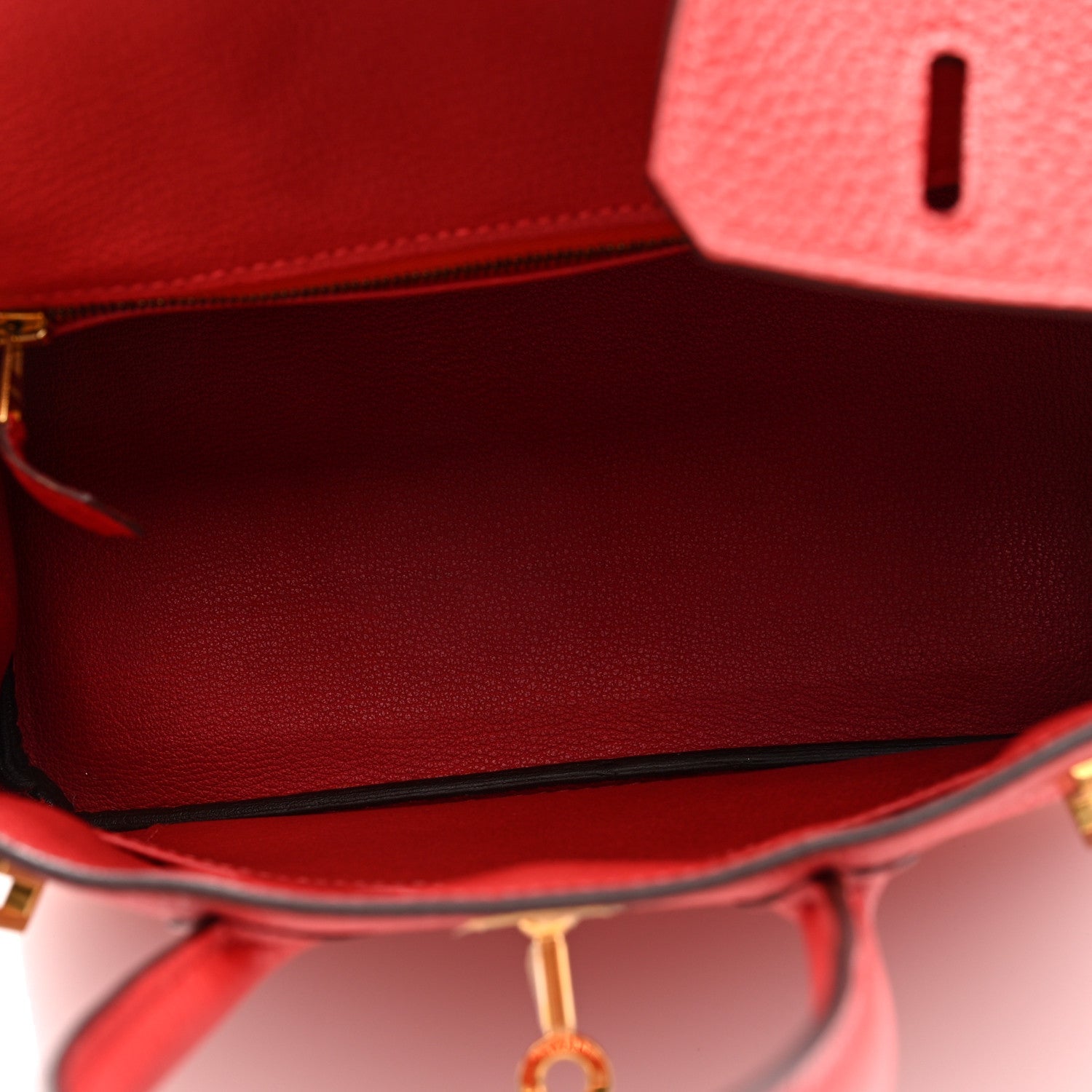HERMES BIRKIN 25 ROUGE PIVOINE TOGO GOLD HARDWARE