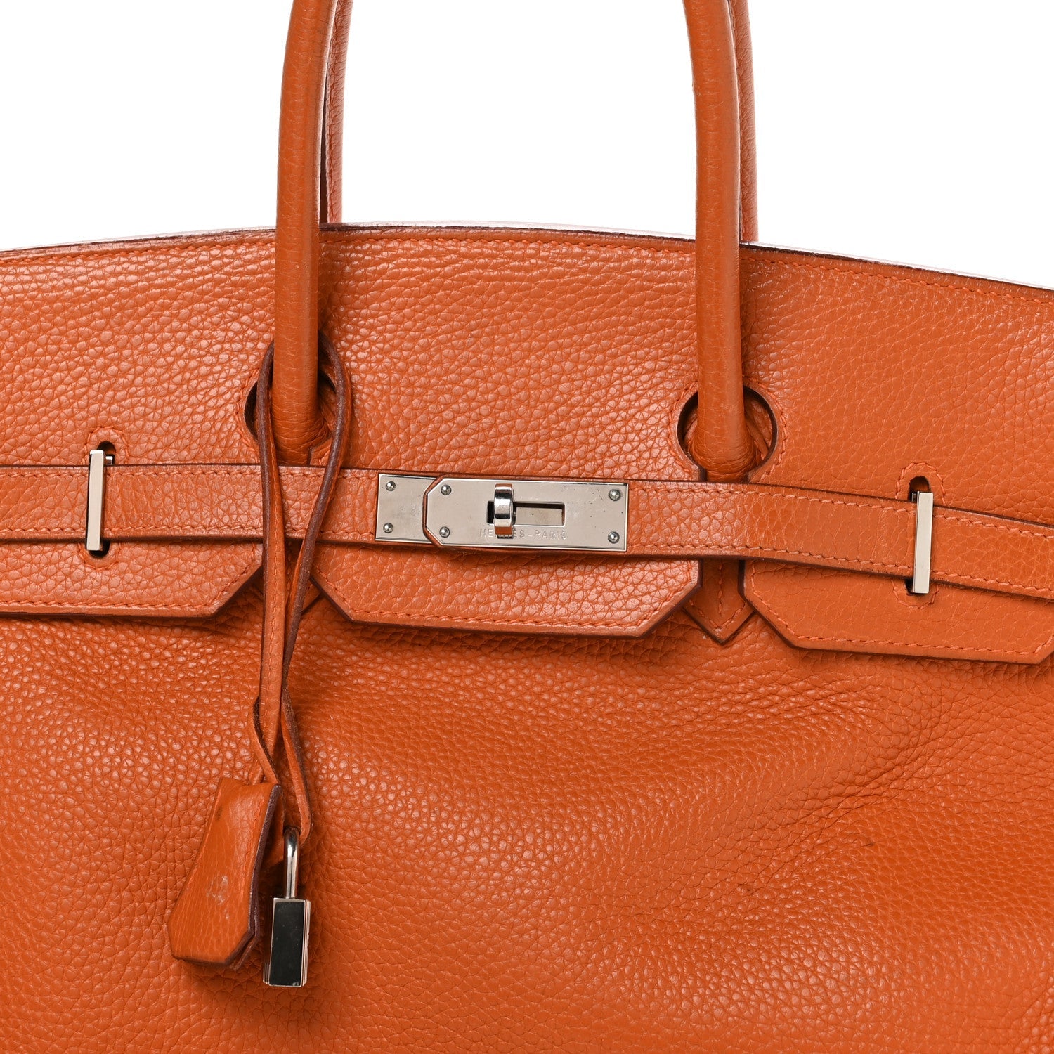 HERMES BIRKIN 35 ORANGE TAURILLON CLEMENCE SILVER HARDWARE