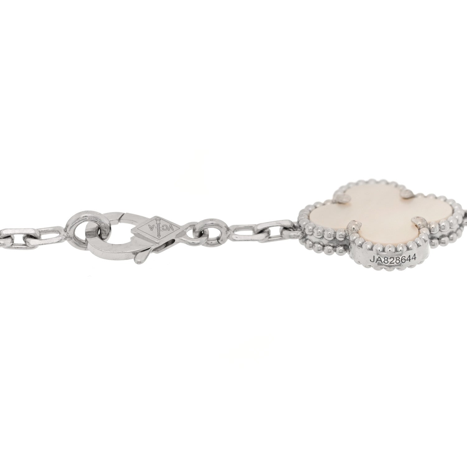 Van Cleef & Arpels 18K White Gold Mother-of-Pearl 5-Motif Vintage Alhambra Bracelet