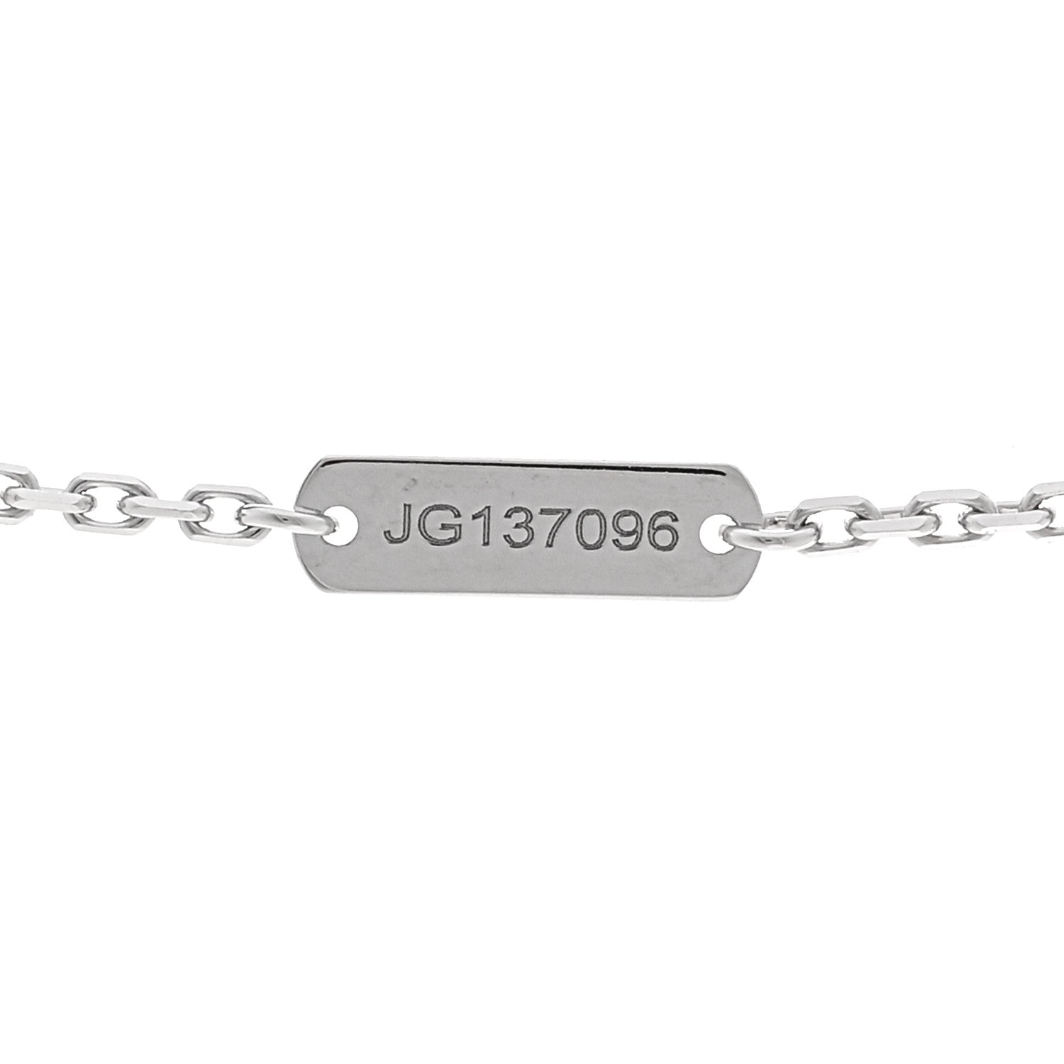 Van Cleef & Arpels 18K White Gold Guilloche Vintage Alhambra Pendant Necklace