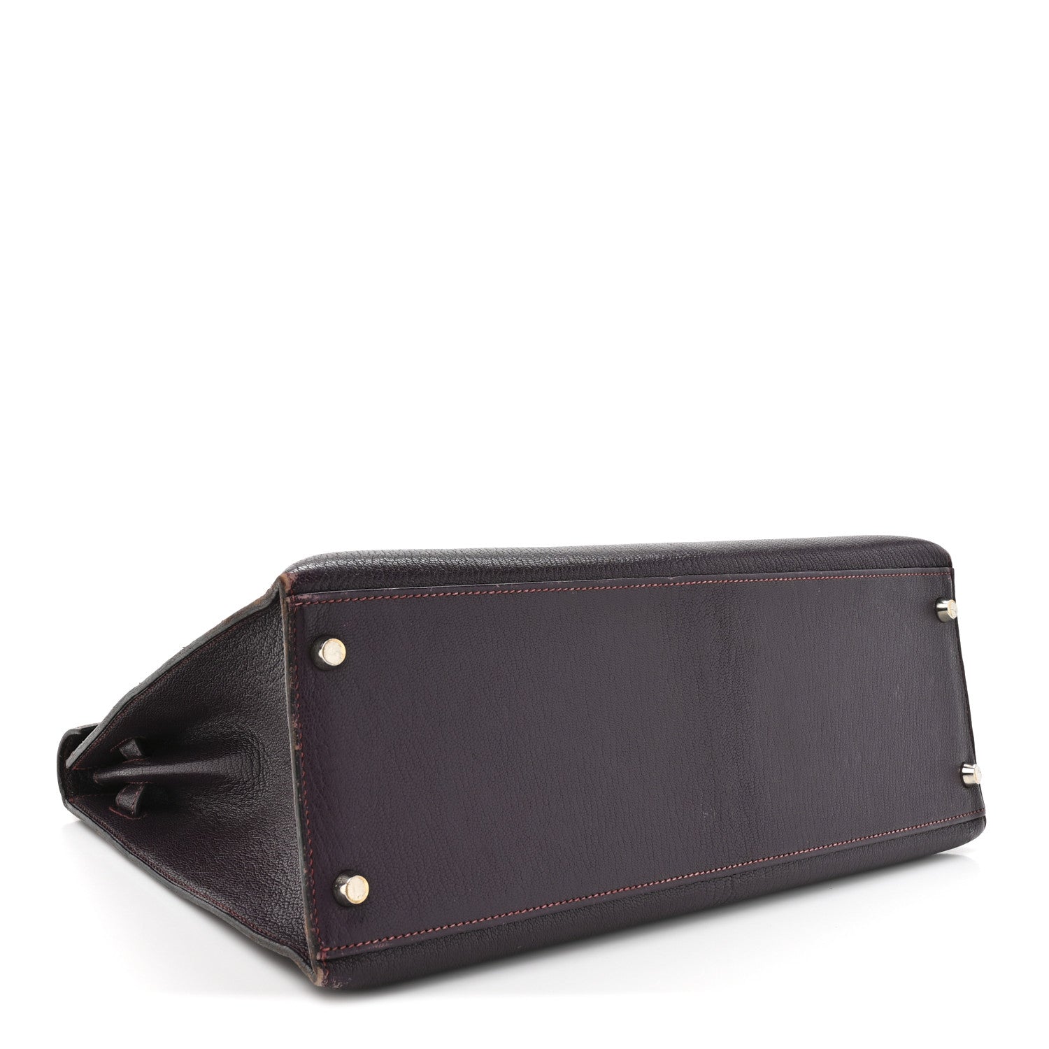 HERMES KELLY 35 SELLIER RAISIN CHEVRE SILVER HARDWARE