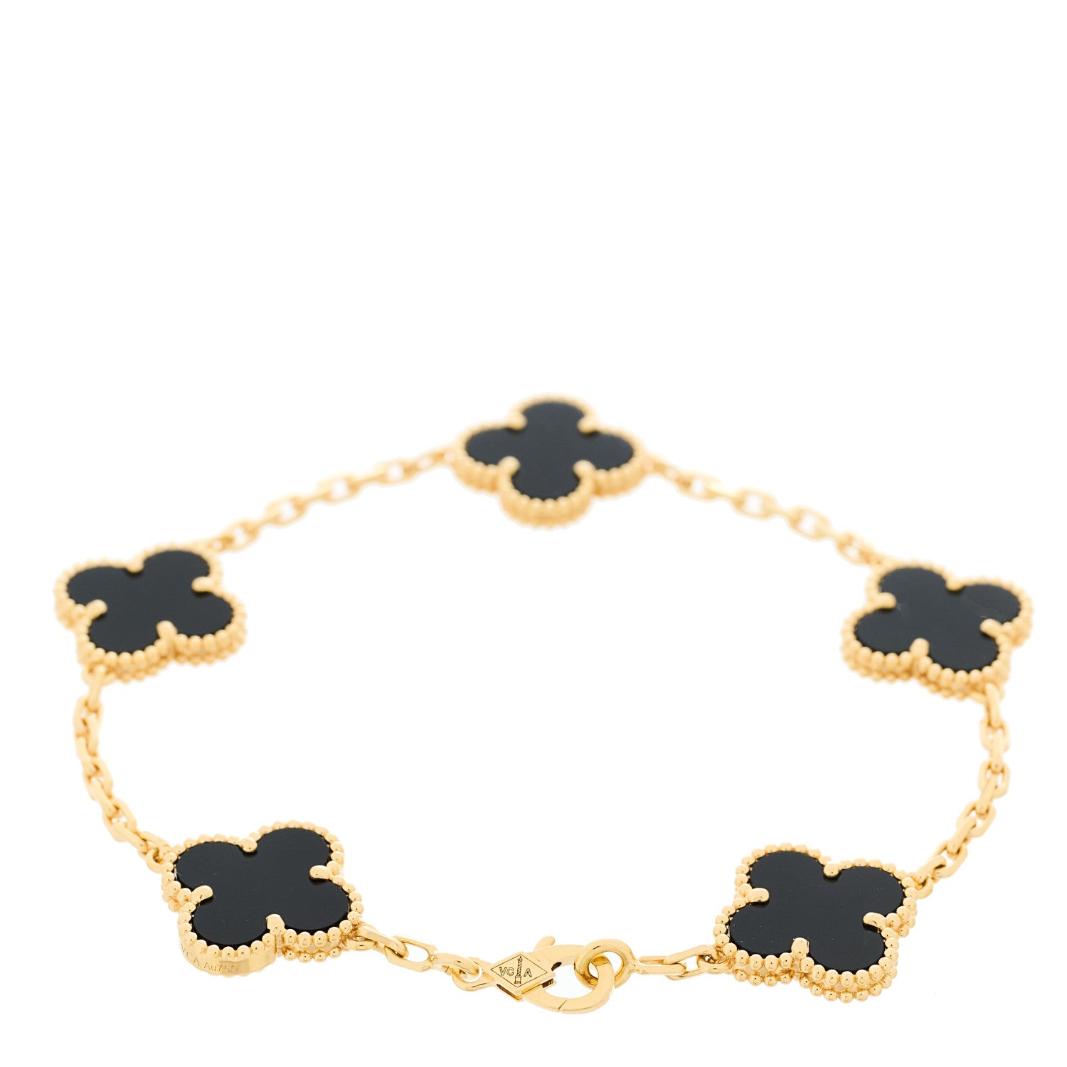 ヴァンクリーフ&アーペル ヴィンテージアルハンブラ 5モチーフ ブレスレット ブラックオニキス 18K イエローゴールド VAN CLEEF & ARPELS VINTAGE ALHAMBRA 5 MOTIFS BRACELET BLACK ONYX 18K YELLOW GOLD