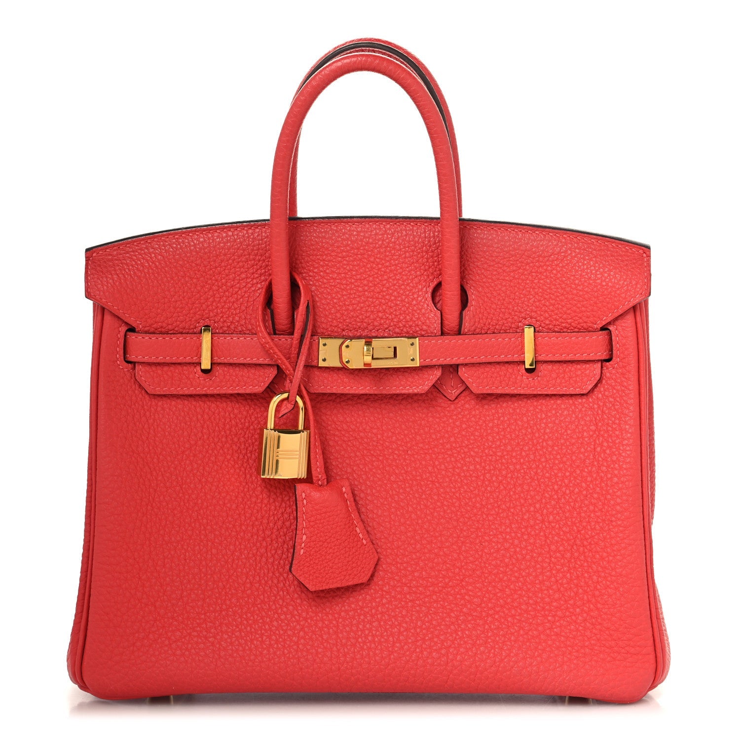 HERMES BIRKIN 25 ROUGE PIVOINE TOGO GOLD HARDWARE
