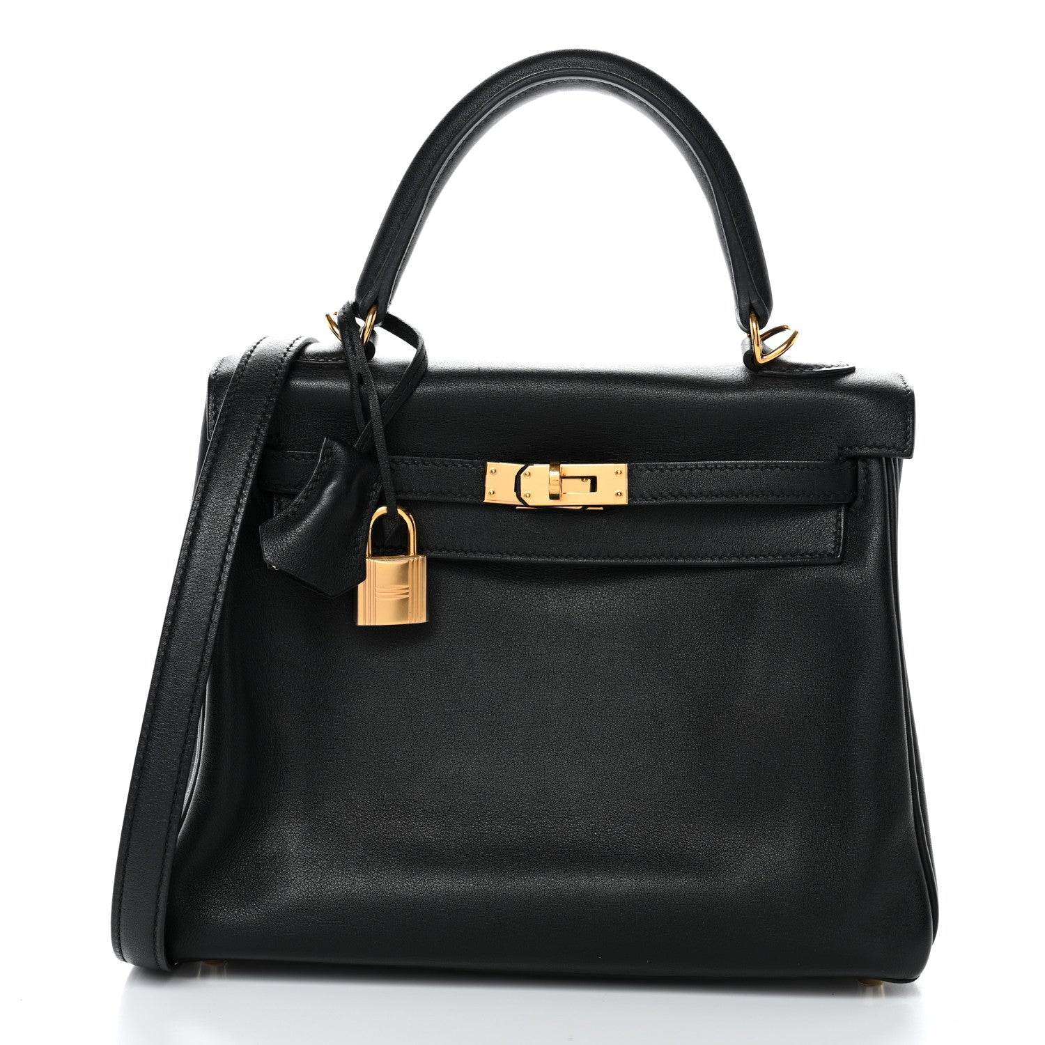 HERMES KELLY 25 RETOURNE BLACK SWIFT GOLD HARDWARE