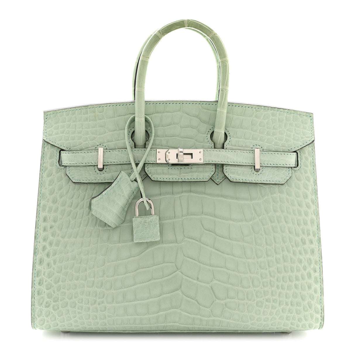 エルメス バーキンセリエ 25 外縫い Vert D'eau マットアリゲーター シルバー金具 HERMES BIRKIN 25 SELLIER VERT D'EAU MATTE ALLIGATOR SILVER HARDWARE