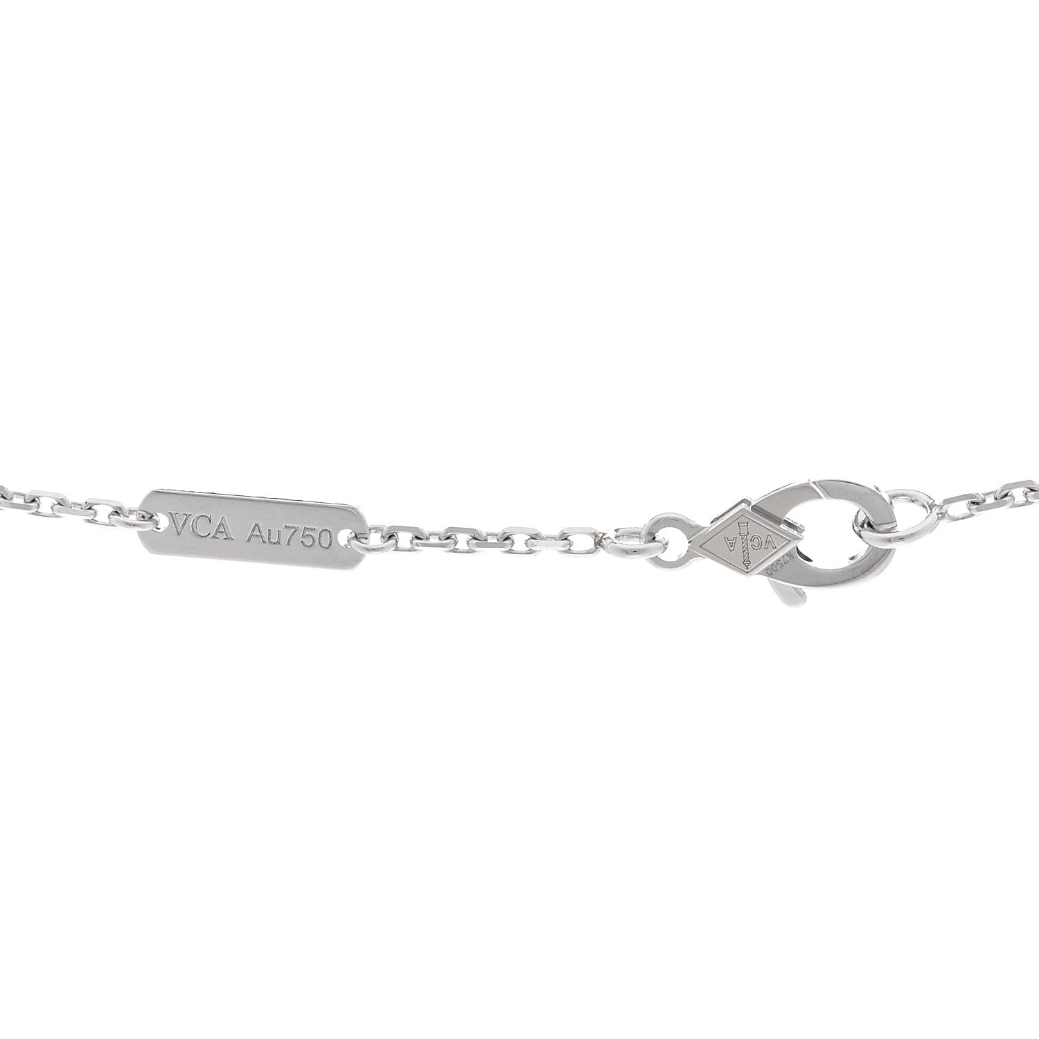 Van Cleef & Arpels 18K White Gold Guilloche Vintage Alhambra Pendant Necklace