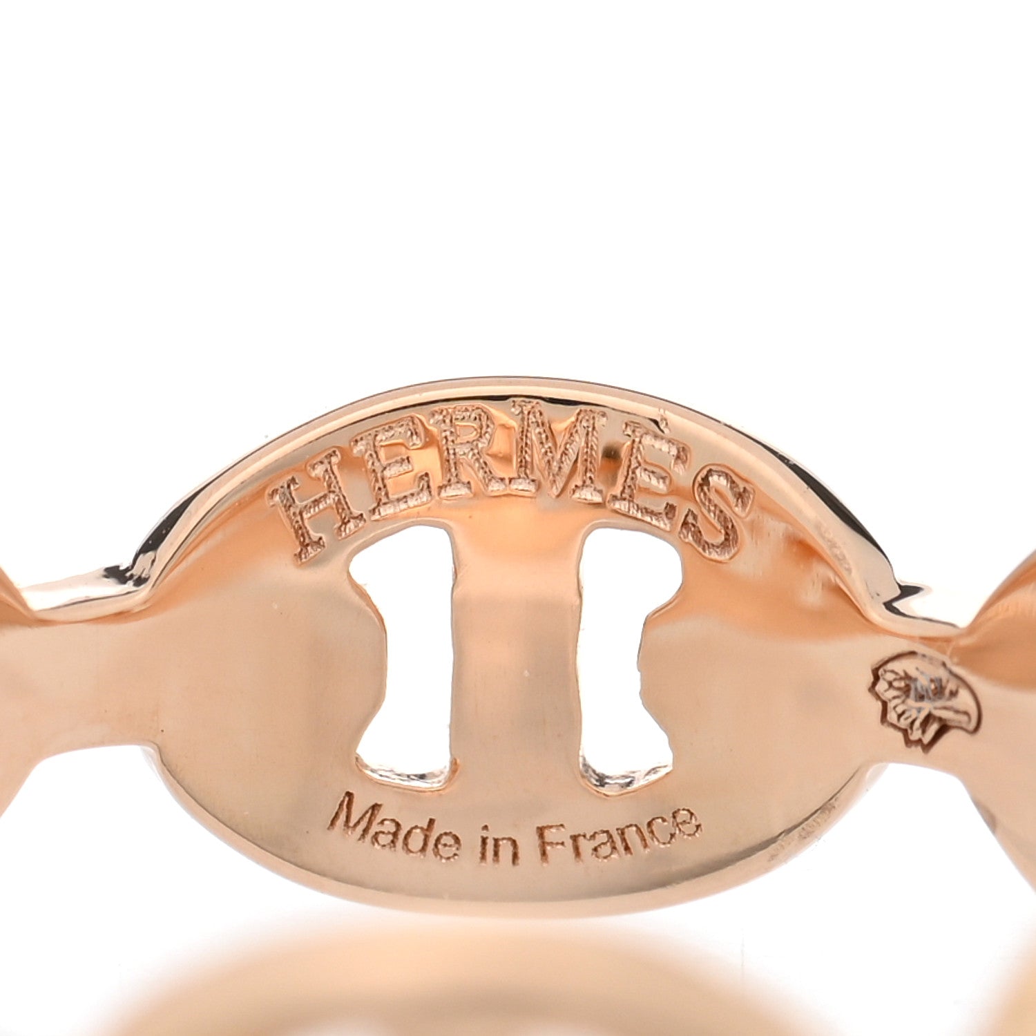 Hermes 18K Rose Gold PM Chaine d'Ancre Enshine Ring 52 6