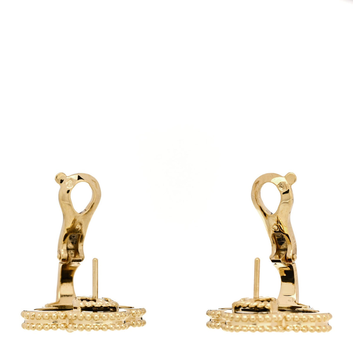 VAN CLEEF & ARPELS MAGIC ALHAMBRA EARRINGS BLACK ONYX 18K YELLOW GOLD