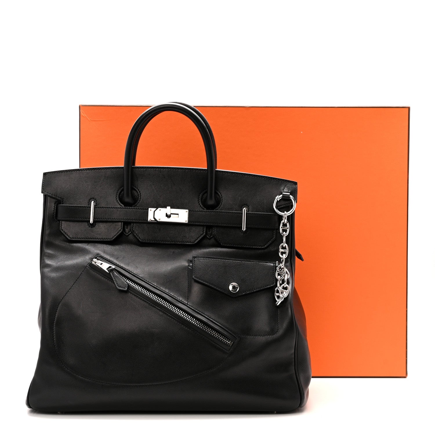 HERMES BIRKIN ROCK 40 HAC BLACK VEAU VOLUPTO SILVER HARDWARE