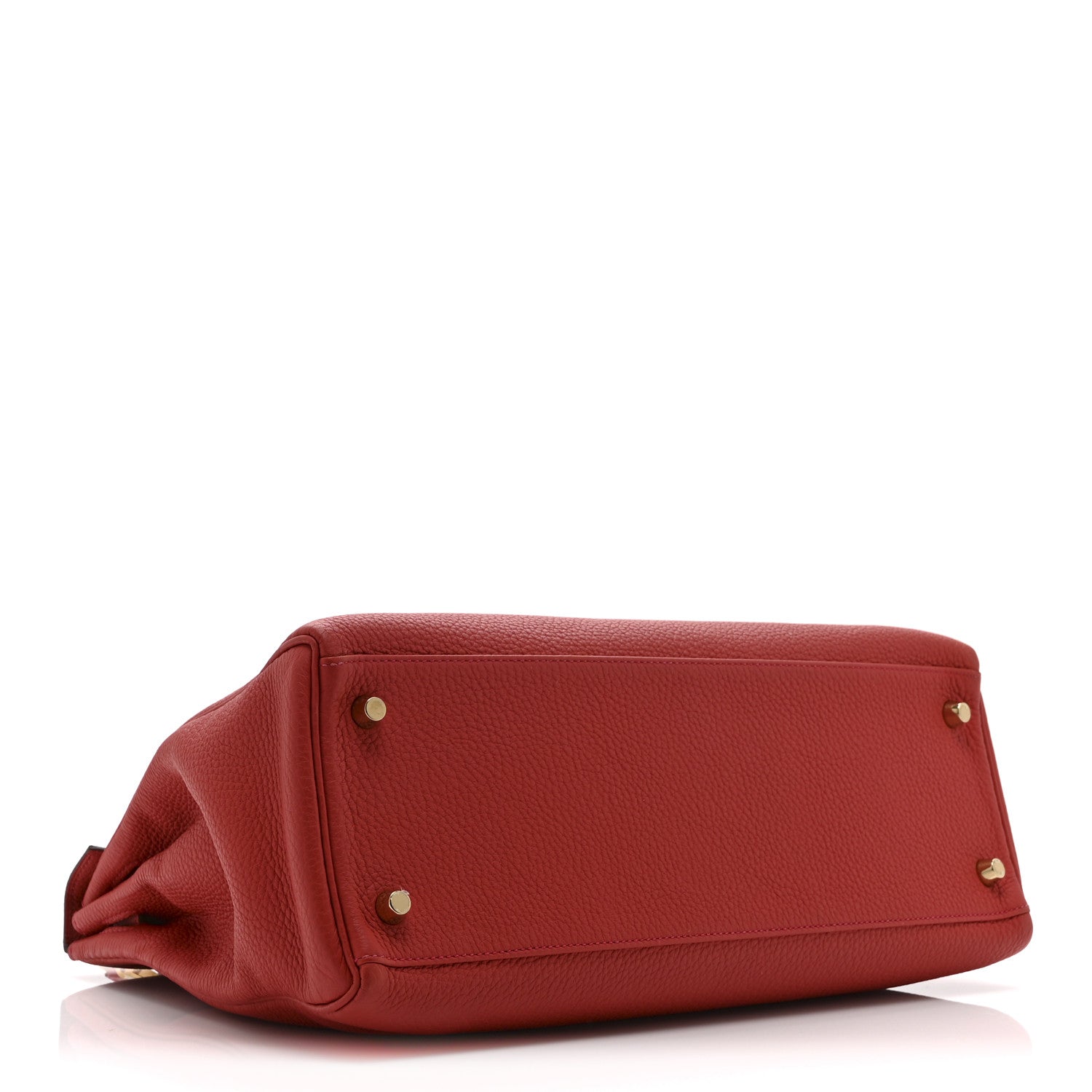 HERMES KELLY 32 RETOURNE ROUGE CASAQUE TOGO SILVER HARDWARE