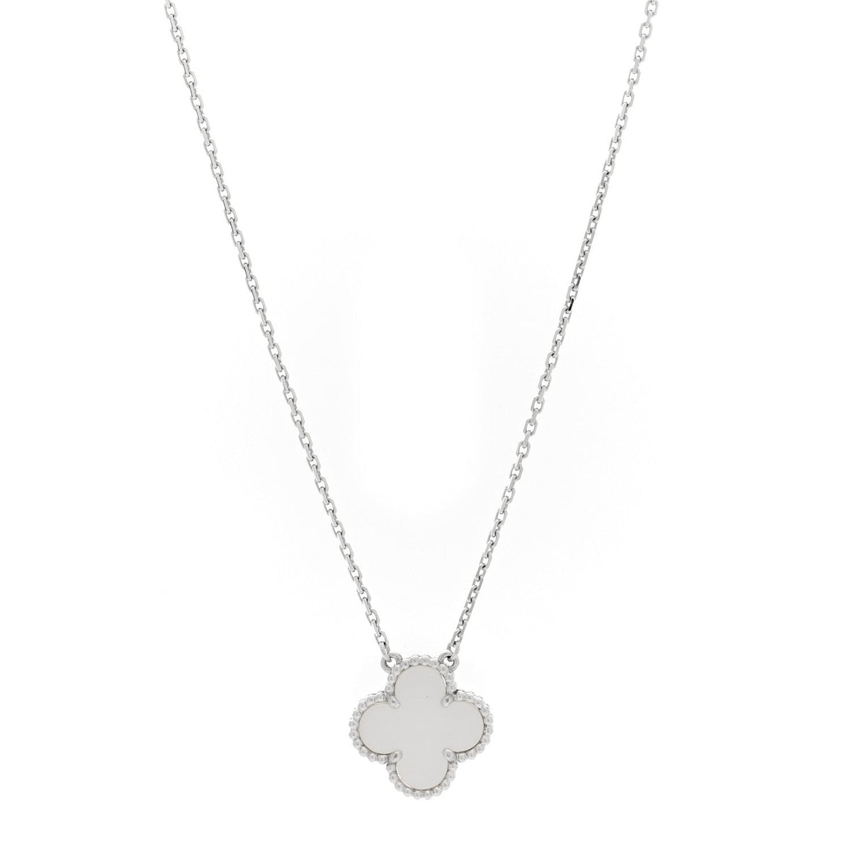 ヴァンクリーフ&アーペル ヴィンテージアルハンブラ ペンダントネックレス マザーオブパール 18K ホワイトゴールド VAN CLEEF & ARPELS VINTAGE ALHAMBRA PENDANT NECKLACE MOTHER OF PEARL 18K WHITE GOLD