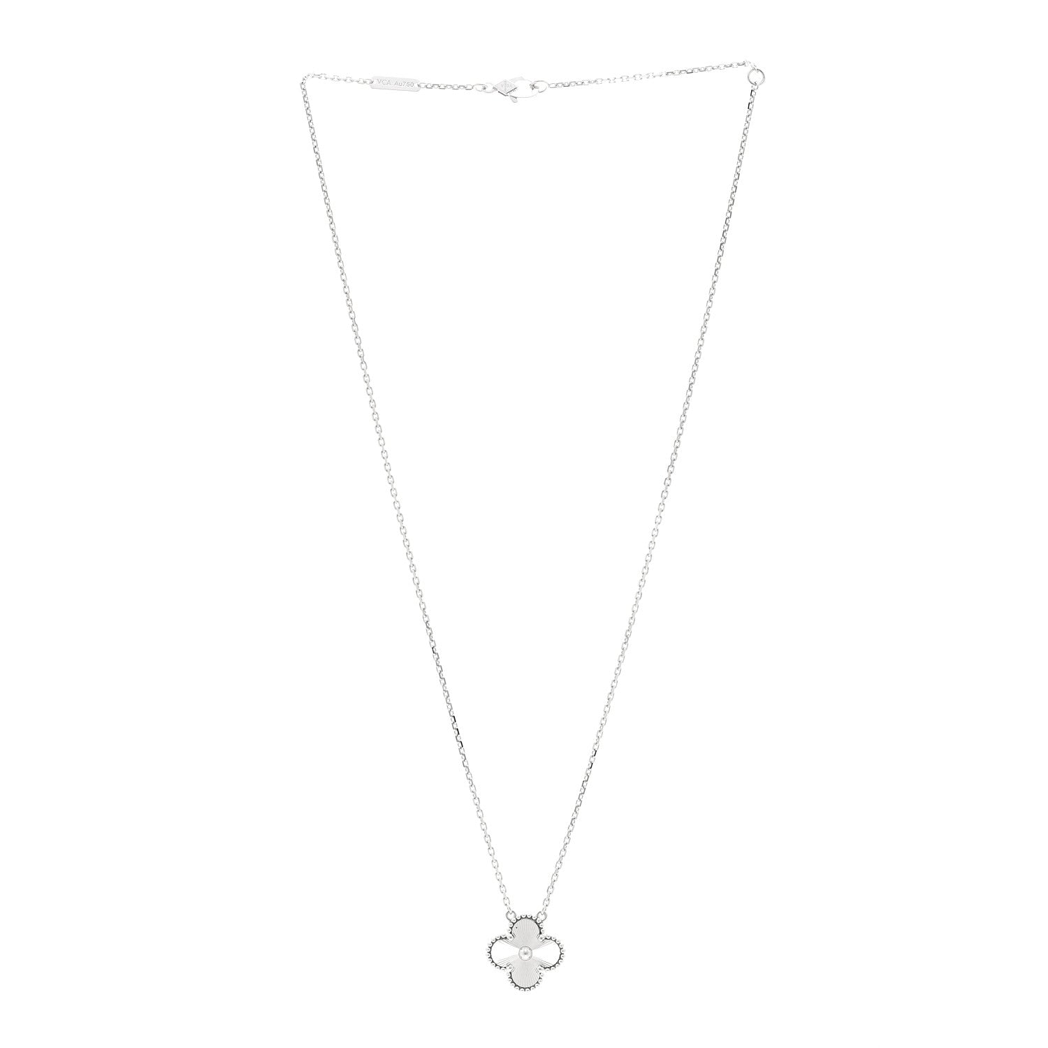 ヴァンクリーフ&アーペル ヴィンテージアルハンブラ ペンダントネックレス ギョーシェ 18K ホワイトゴールド VAN CLEEF & ARPELS VINTAGE ALHAMBRA PENDANT NECKLACE GUILLOCHÉ 18K WHITE GOLD