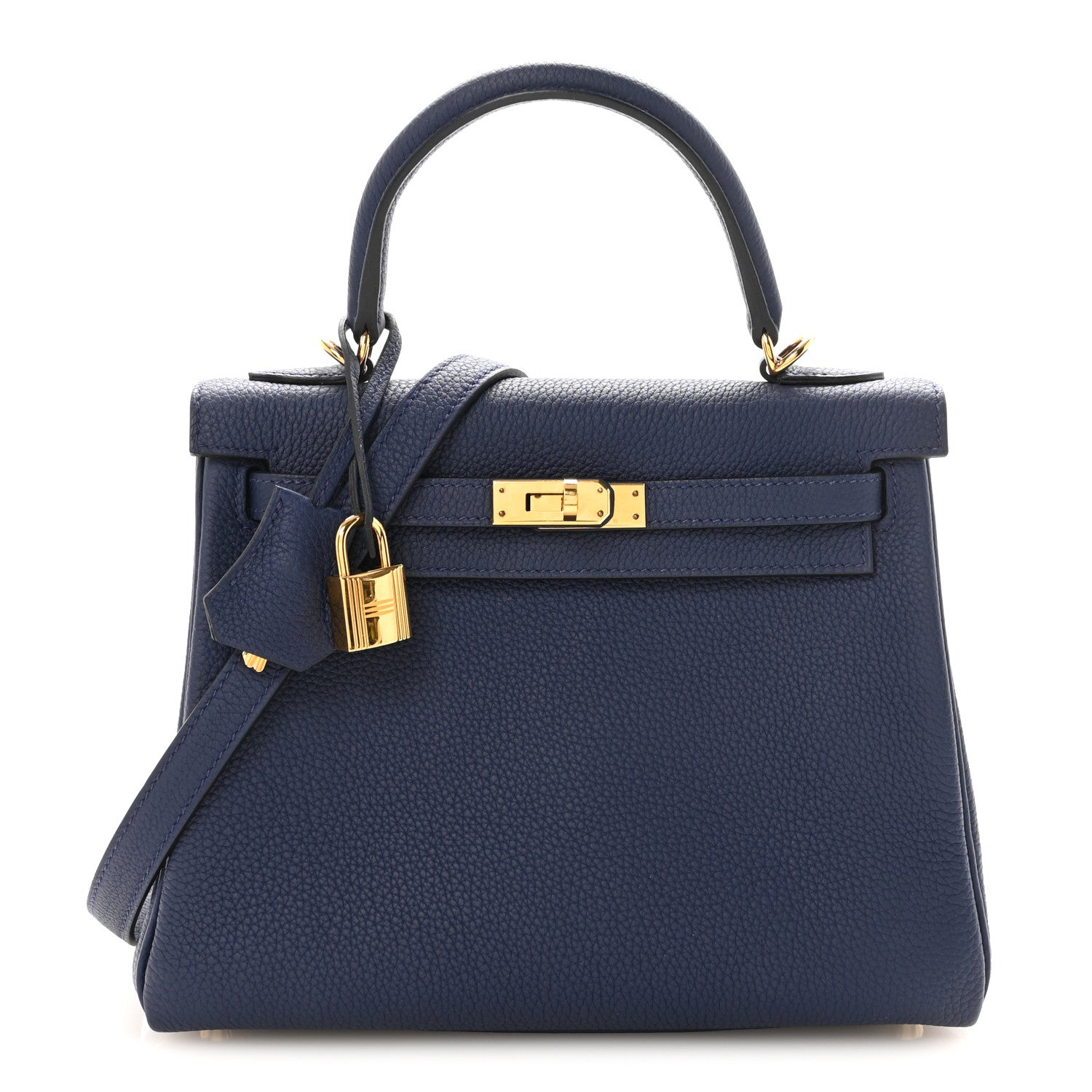 HERMES KELLY 25 RETOURNE BLEU SAPHIR TOGO GOLD HARDWARE