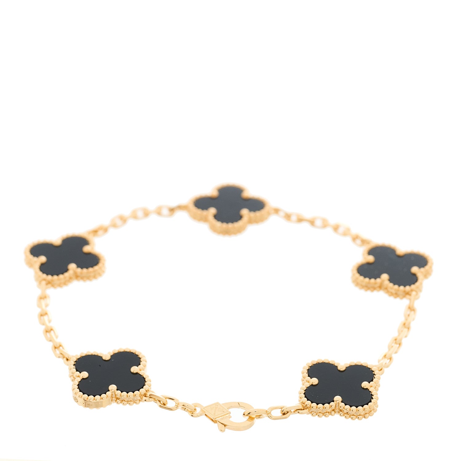 ヴァンクリーフ&アーペル ヴィンテージアルハンブラ 5モチーフ ブレスレット ブラックオニキス 18K イエローゴールド VAN CLEEF & ARPELS VINTAGE ALHAMBRA 5 MOTIFS BRACELET BLACK ONYX 18K YELLOW GOLD