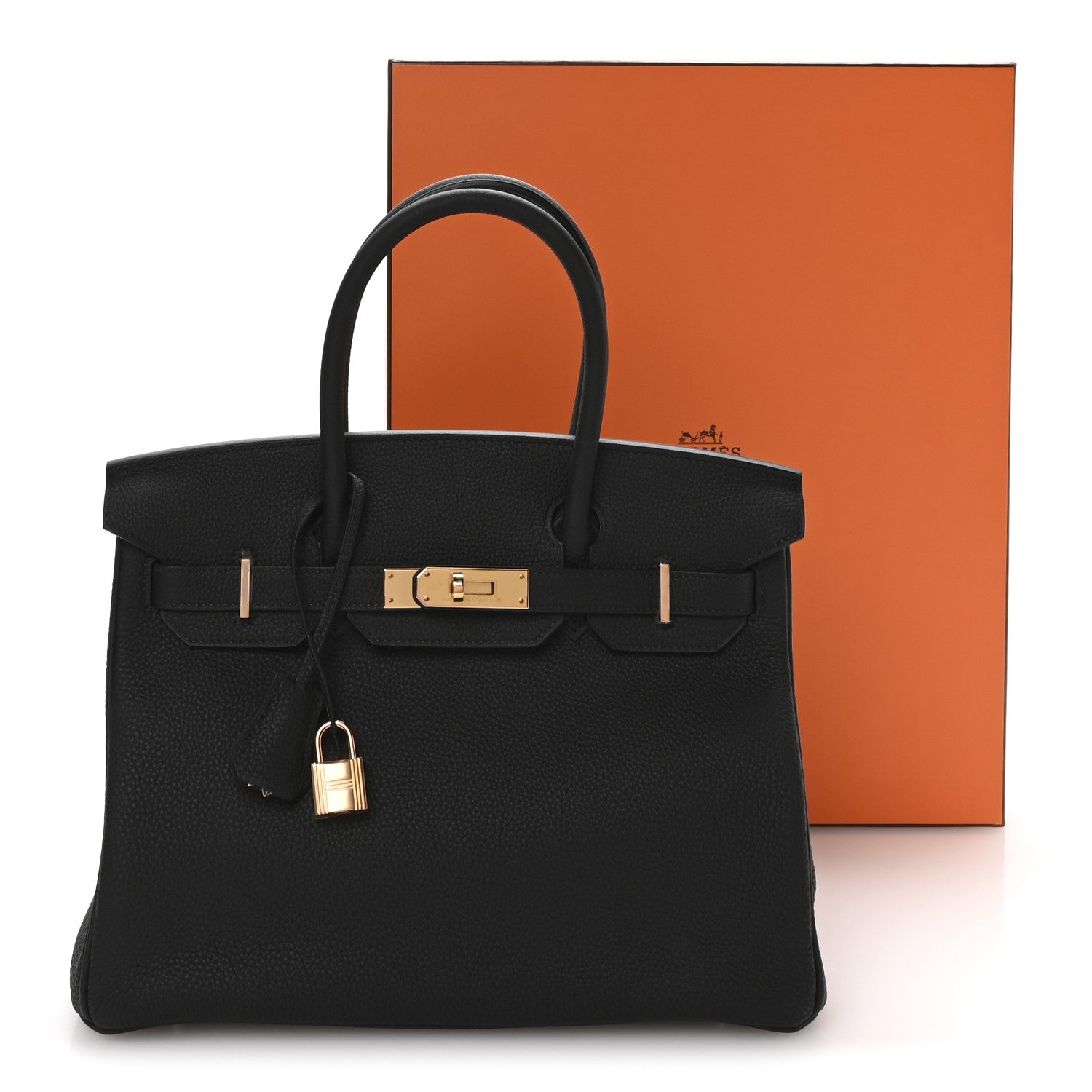 HERMES BIRKIN 30 BLACK TOGO ROSE GOLD HARDWARE