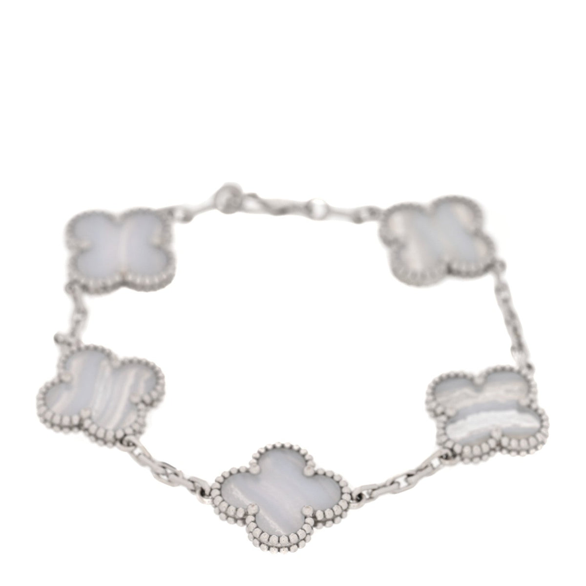 ヴァンクリーフ&アーペル ヴィンテージアルハンブラ 5モチーフ ブレスレット カルセドニー 18K ホワイトゴールド VAN CLEEF & ARPELS VINTAGE ALHAMBRA 5 MOTIFS BRACELET CHALCEDONY 18K WHITE GOLD